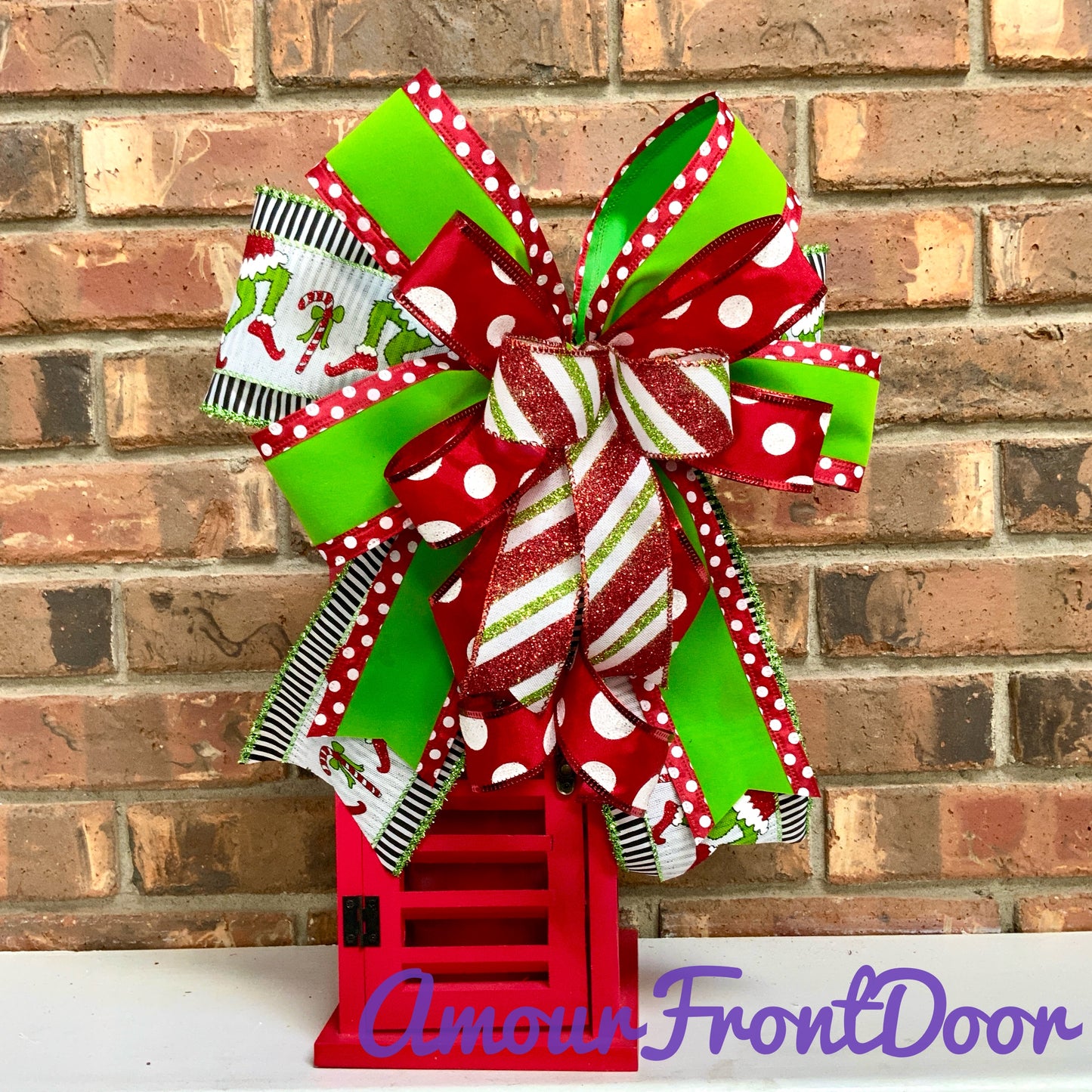 Grinch Bow, Christmas Bow, Small Christmas Grinch Bow, Custom Order