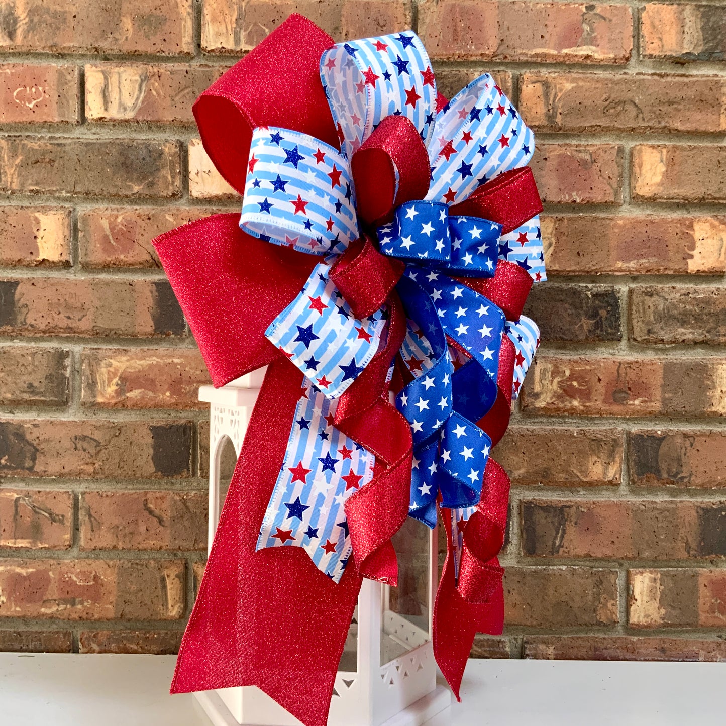 Patriotic Bow, American Bow, USA Bow, Fourth of July Sconce Bow, Independence Day Mailbox Bow, Patriotic Lantern Bow, Memorial Day Decor, Veterans Day Decor, 2024