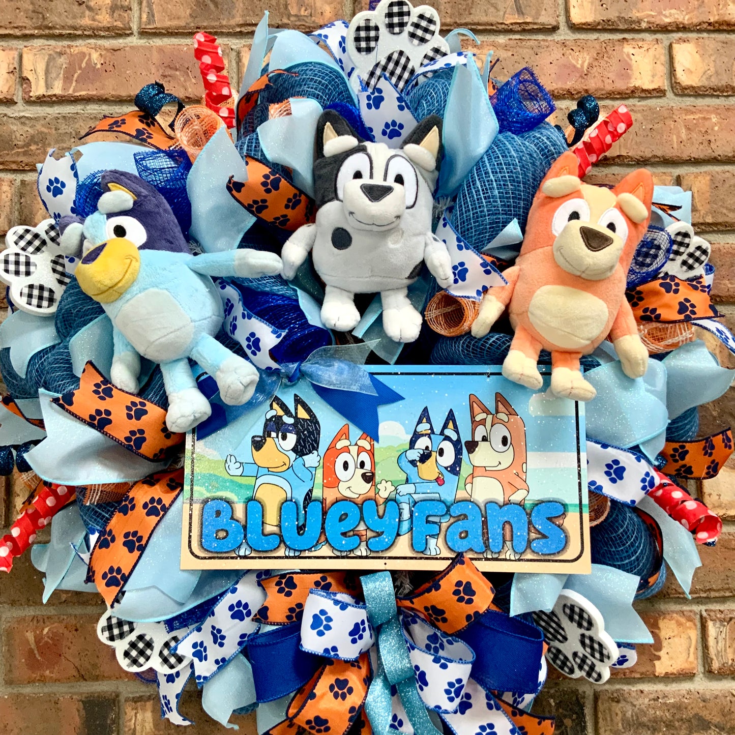 Bluey Wreath, Bluey and Bingo Wreath, Bluey and Muffin Wreath, Bluey Decor, Muffin Decor, Dog Wreath, Dog Decor