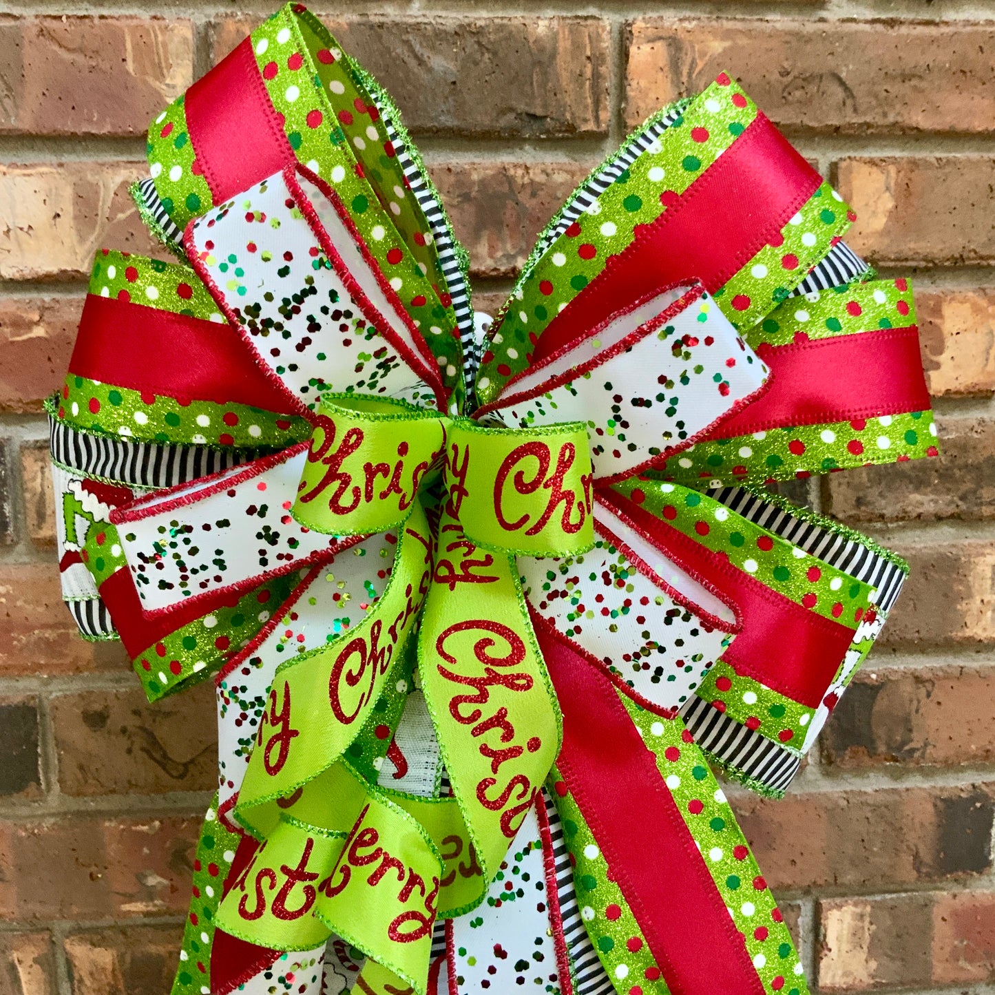 Christmas Bow for Lanterns, Grinch Bow, Christmas Mailbox Decor, Grinch Decor, Christmas Sconce Bow, Christmas Bow For Wreaths