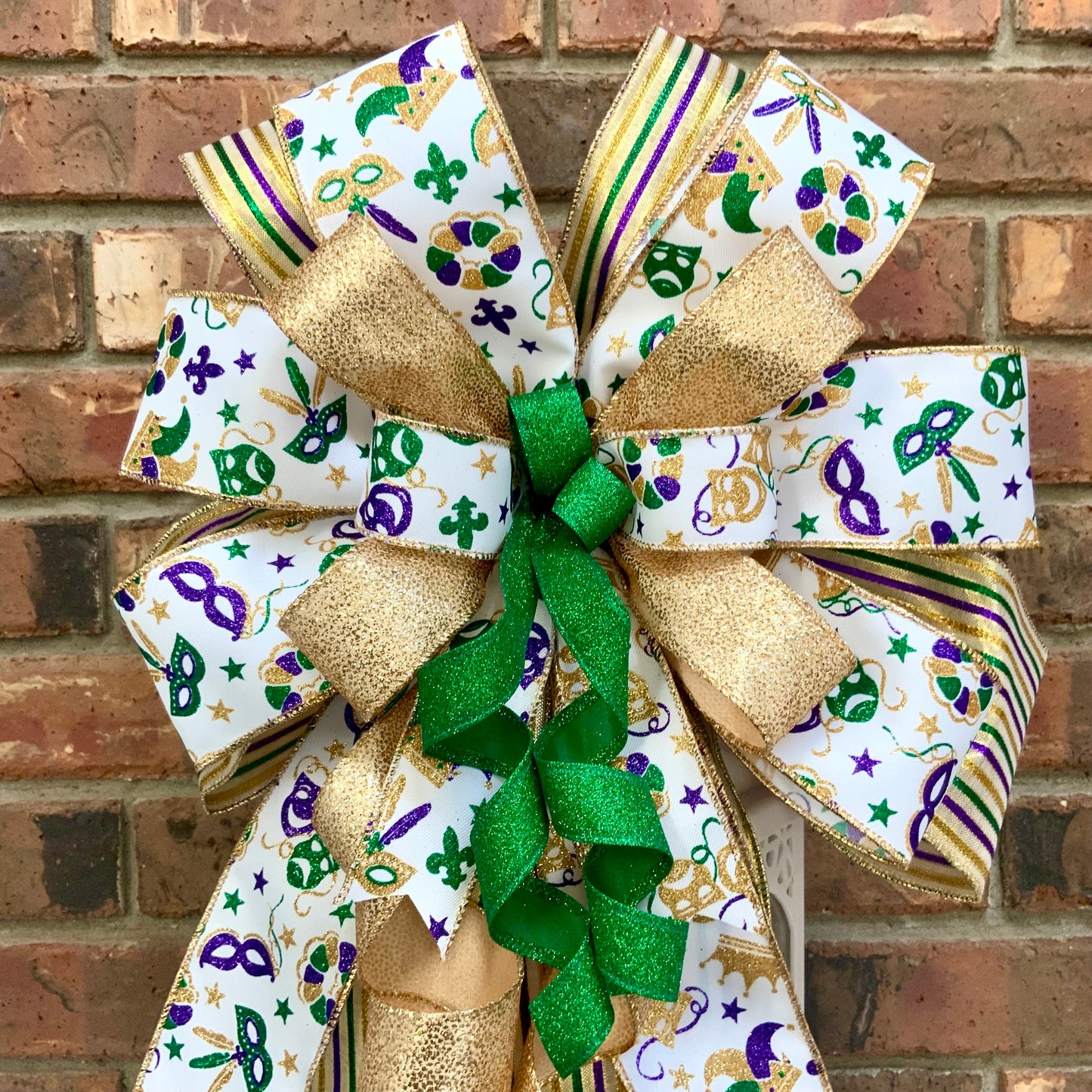 Mardi Gras Bow, Mardi Gras Decor, Mardi Gras Lantern Bow, Mardi Gras Mailbox Bow, Mardi Gras Wreath Bow, Mardi Gras Sconce Bow, 2025