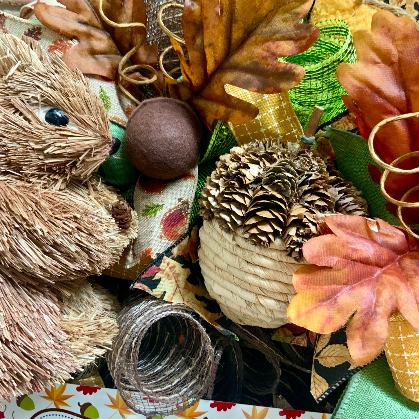 Fall Wreath, Autumn Door Hanger, Fall Rustic Decor, Fall Squirrel Decor, Acorn Decor, Fall Door Hanger