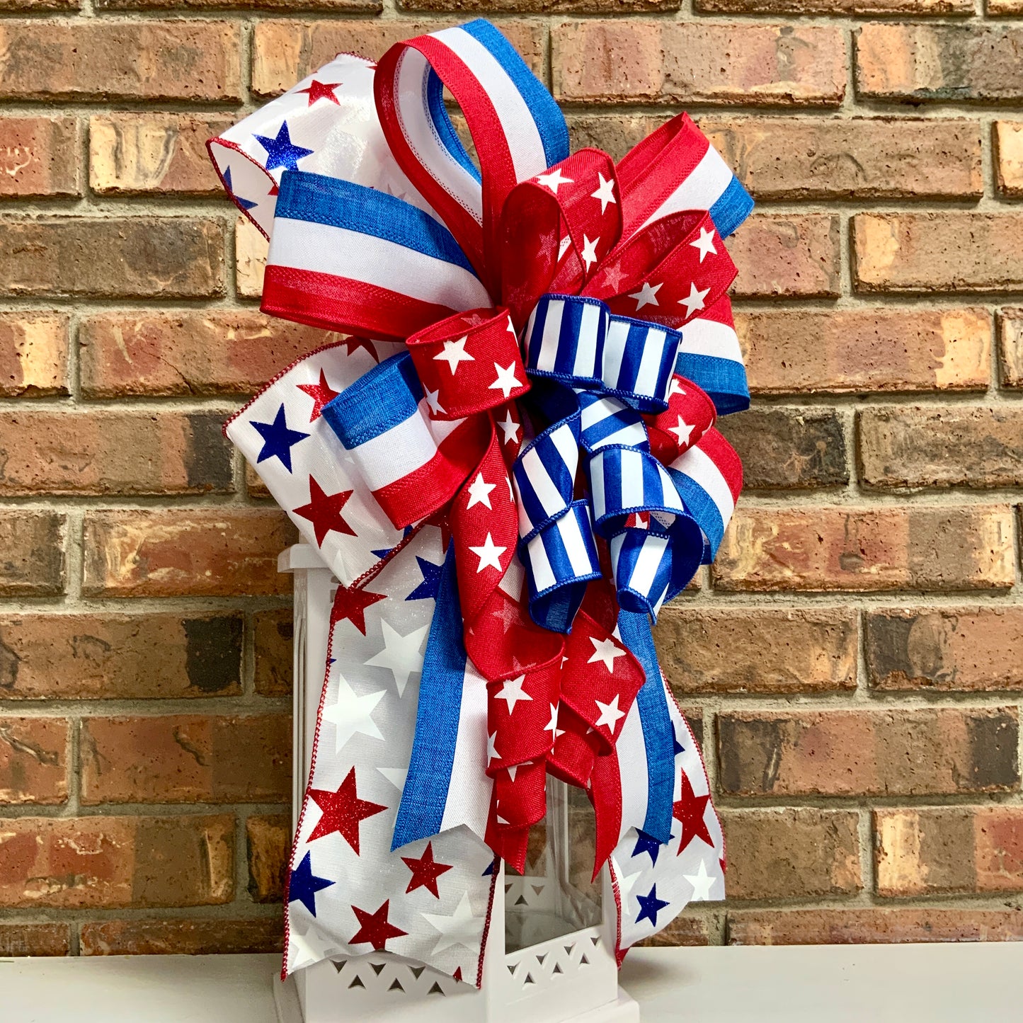 Patriotic Bow, American Bow, USA Bow, Fourth of July Sconce Bow, Independence Day Mailbox Bow, Patriotic Lantern Bow, Memorial Day Decor, Veterans Day Decor, 2024