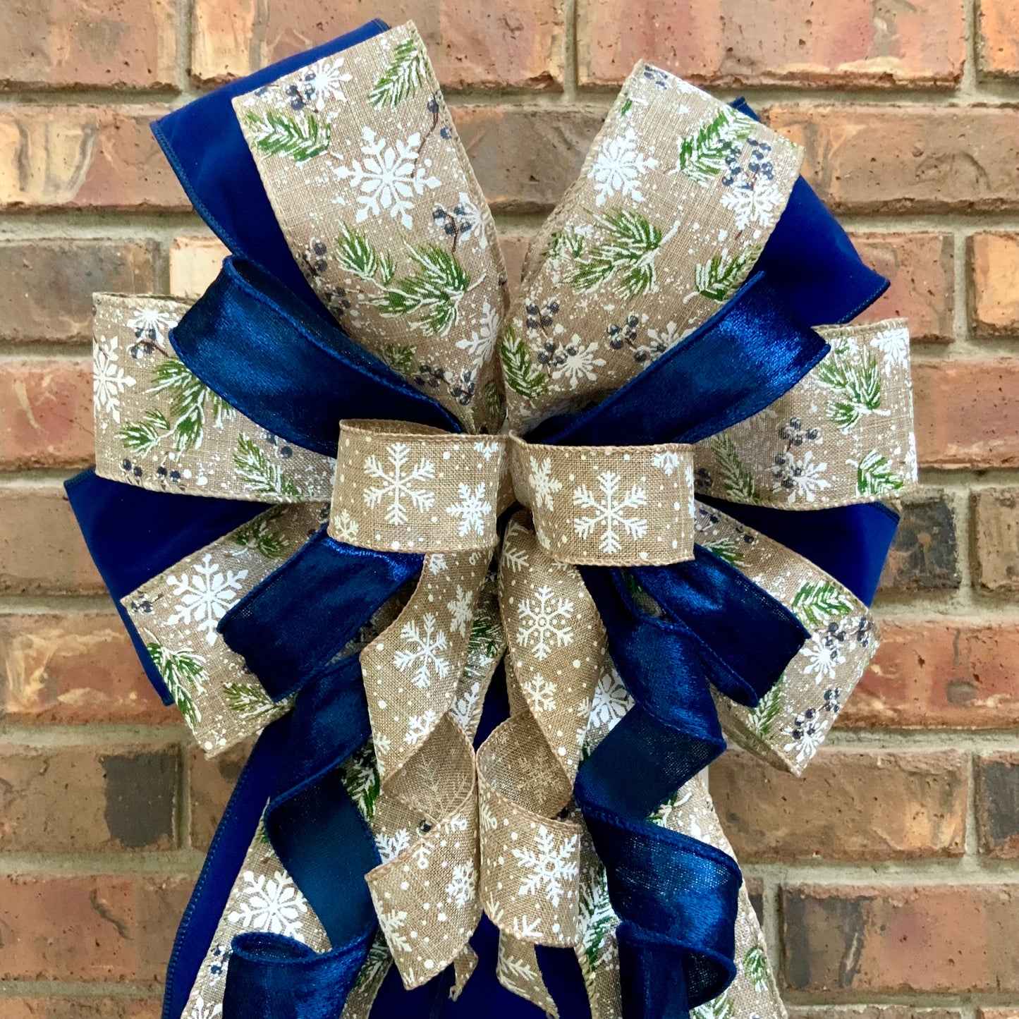 Blue and White Lantern Bow, Blue Winter Christmas Decor, Winter Holiday Bow, Snowflake Bow, Winter Lantern Bow, Winter Mailbox Bow, Winter Not Christmas Decor, 2024