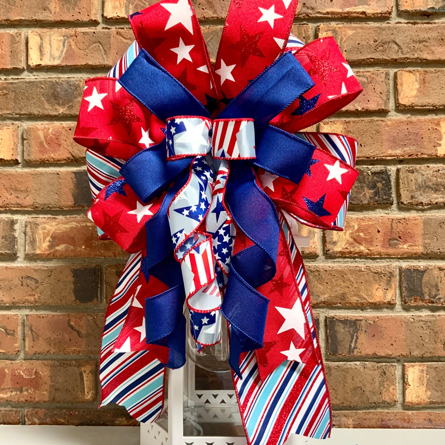 Patriotic Bow, American Bow, USA Bow, Fourth of July Sconce Bow, Independence Day Mailbox Bow, Patriotic Lantern Bow, Memorial Day Decor, Veterans Day Decor, 2024