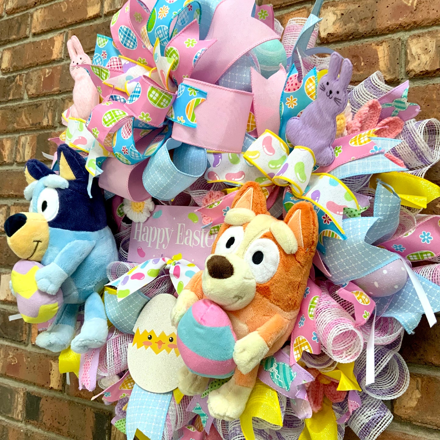 Bluey Easter Wreath, Bluey and Bingo Easter Decor, Bluey and Bingo Door Hanger, Bluey Easter Decor, Bluey Wreath for Front Door, Bluey and Bingo Easter Decor, 2024