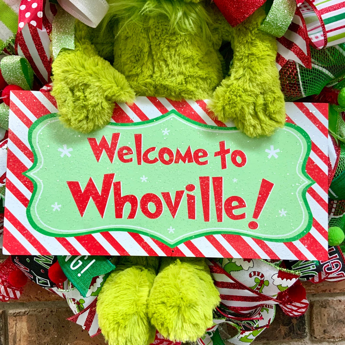 Christmas Grinch Wreath, Christmas Grinch Door Hanger, Whoville Decor, Christmas Wreath, Grinch Door Hanger, 2024