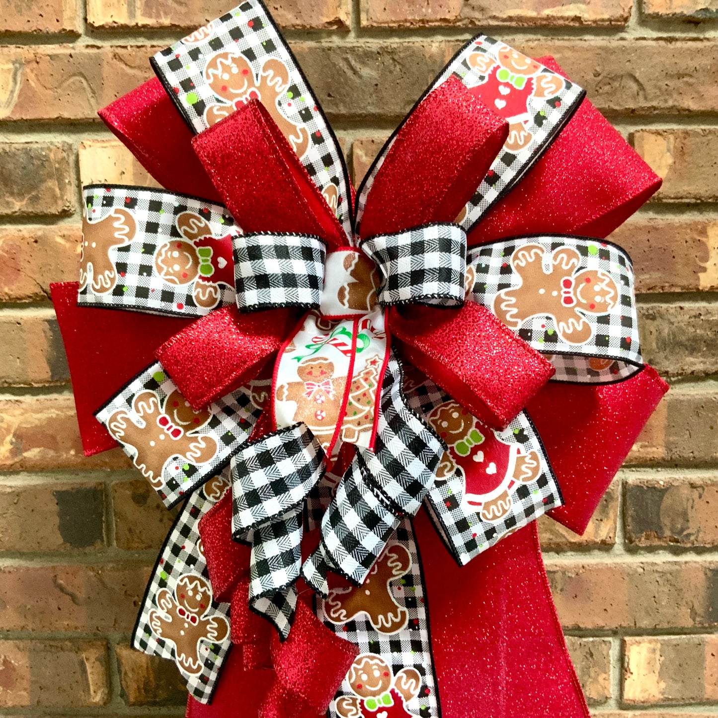 Christmas Bow for Lanterns, Gingerbread Bow, Christmas Mailbox Decor, Gingerbread Decor, Christmas Sconce Bow, Christmas Bow For Wreaths, 2024