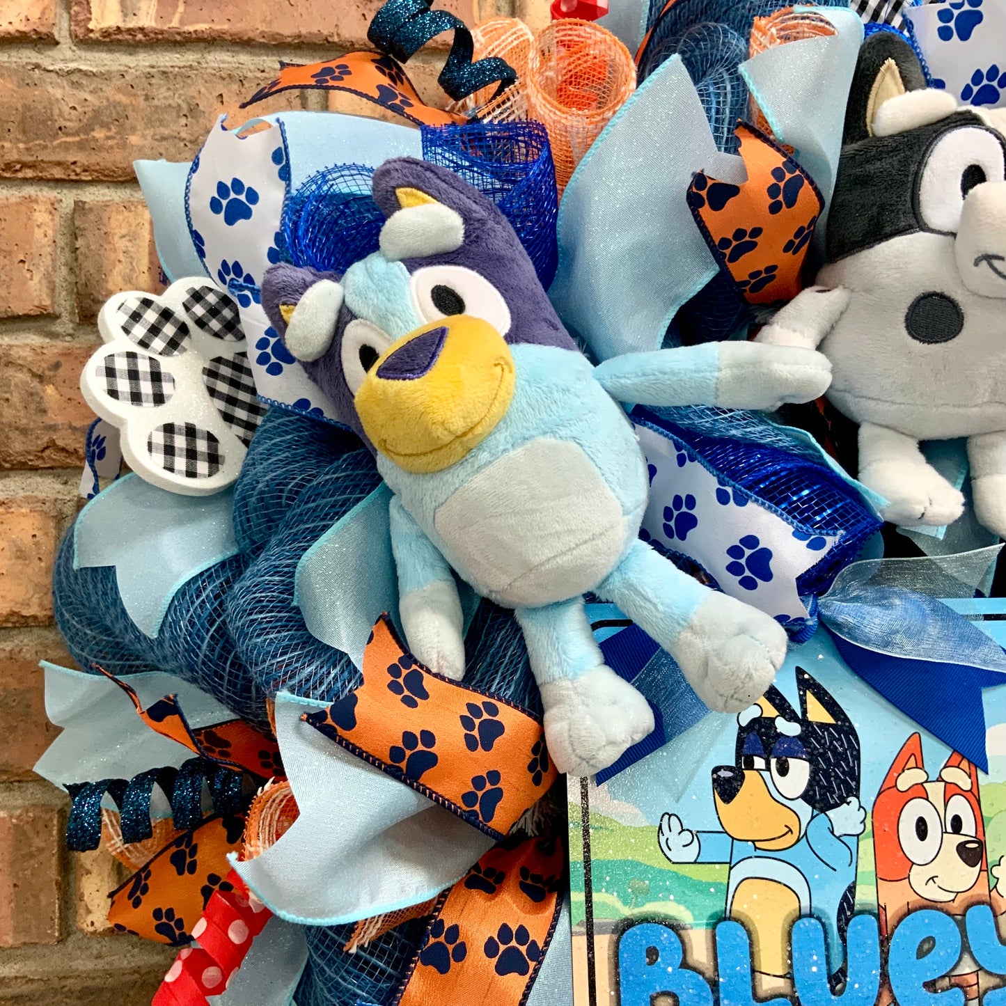 Bluey Wreath, Bluey and Bingo Wreath, Bluey and Muffin Wreath, Bluey Decor, Muffin Decor, Dog Wreath, Dog Decor