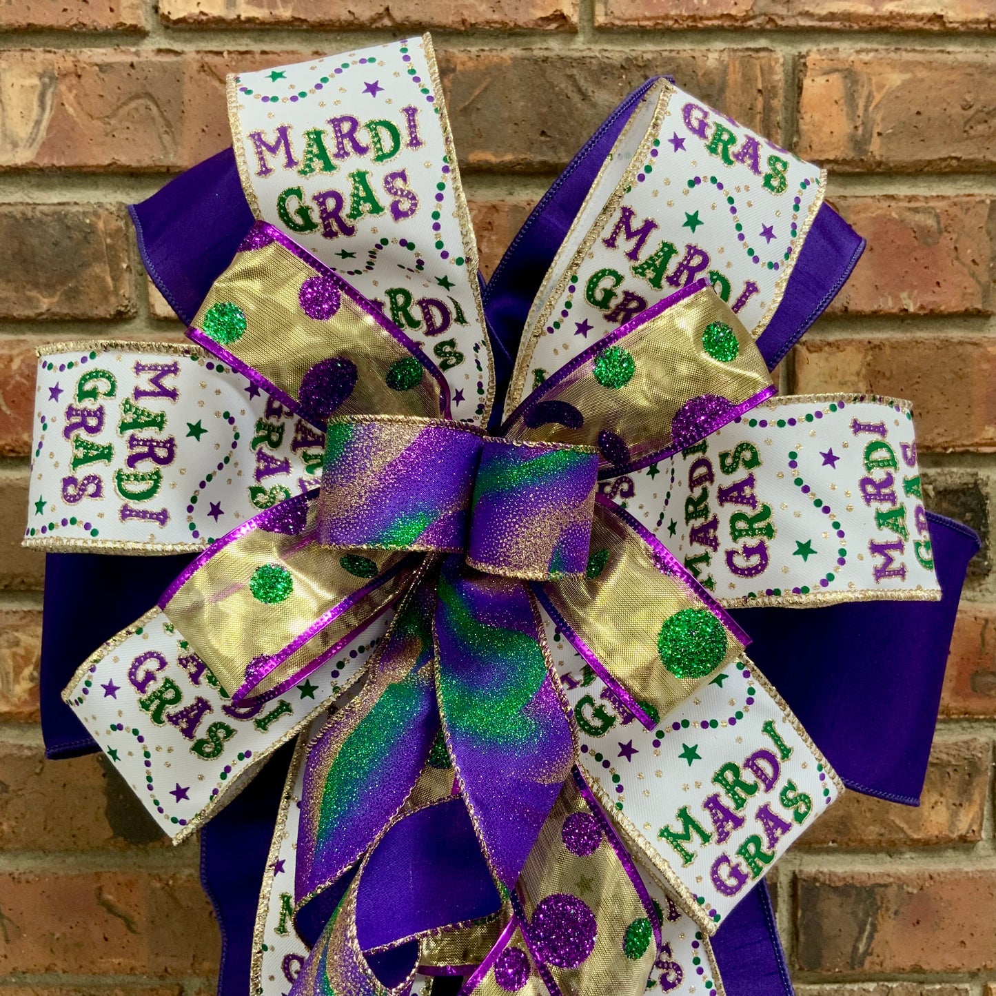 Mardi Gras Bow, Mardi Gras Decor, Mardi Gras Lantern Bow, Mardi Gras Mailbox Bow, Mardi Gras Wreath Bow, Mardi Gras Sconce Bow, 2025