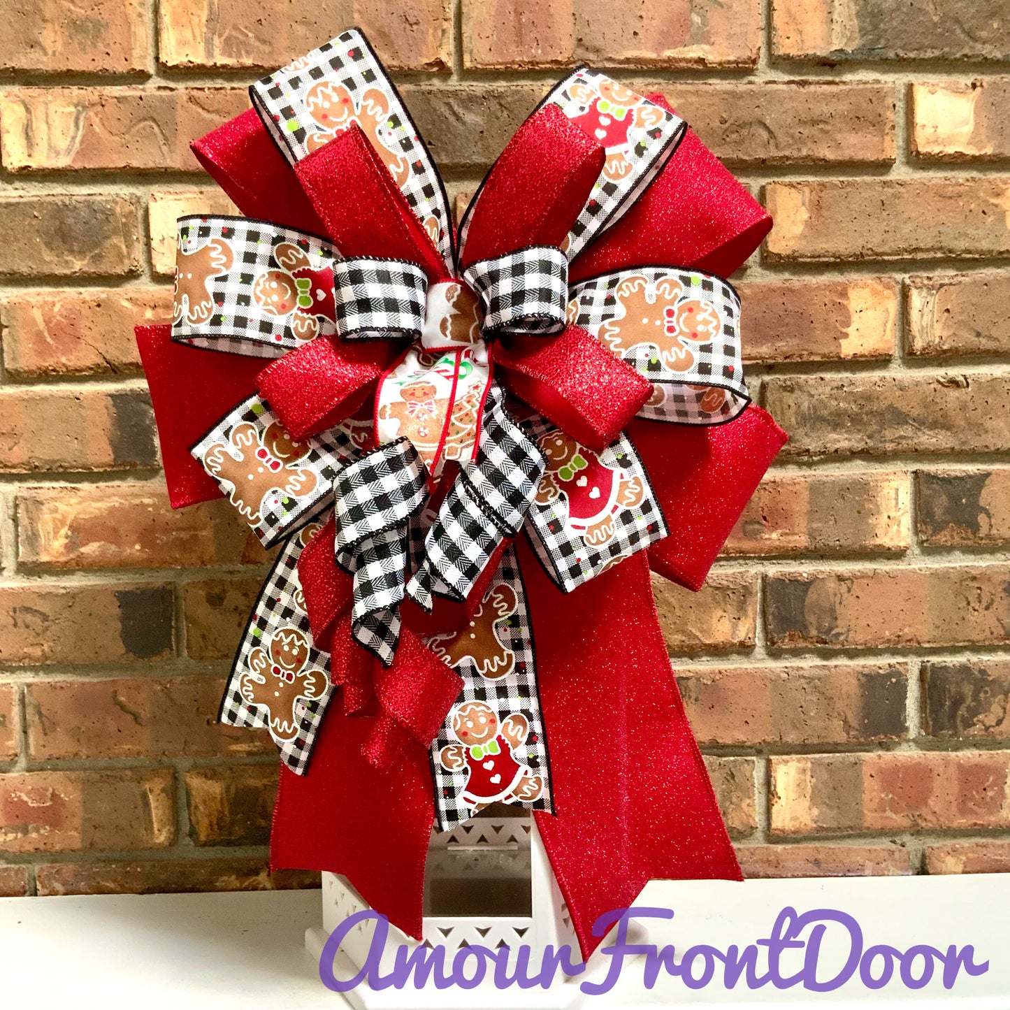 Christmas Bow for Lanterns, Gingerbread Bow, Christmas Mailbox Decor, Gingerbread Decor, Christmas Sconce Bow, Christmas Bow For Wreaths, 2024