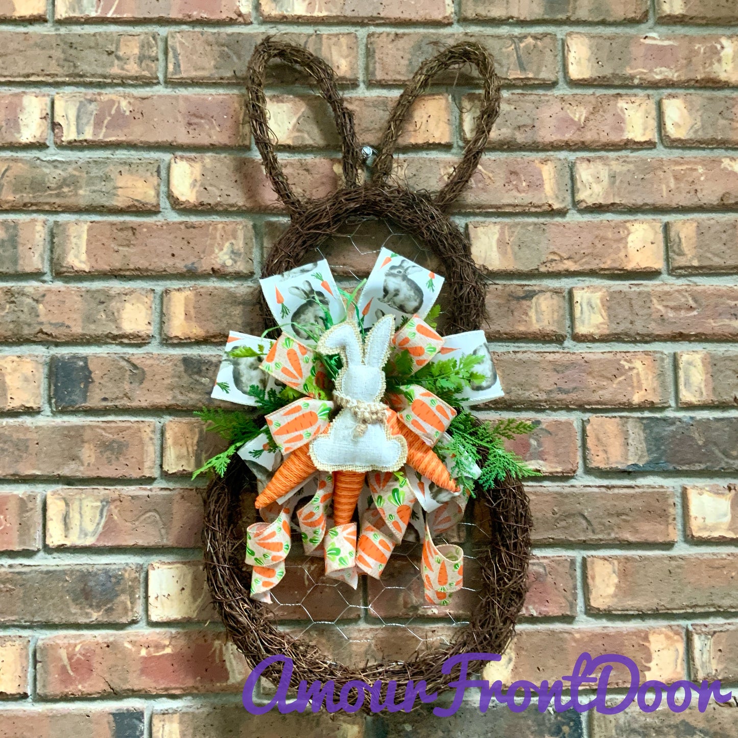 Easter Bunny Angel Vine Wreath, Easter Rabbit Wreath, Easter Grapevine Wreath, Easter Carrot Wreath, Easter Door Hanger For Front Door