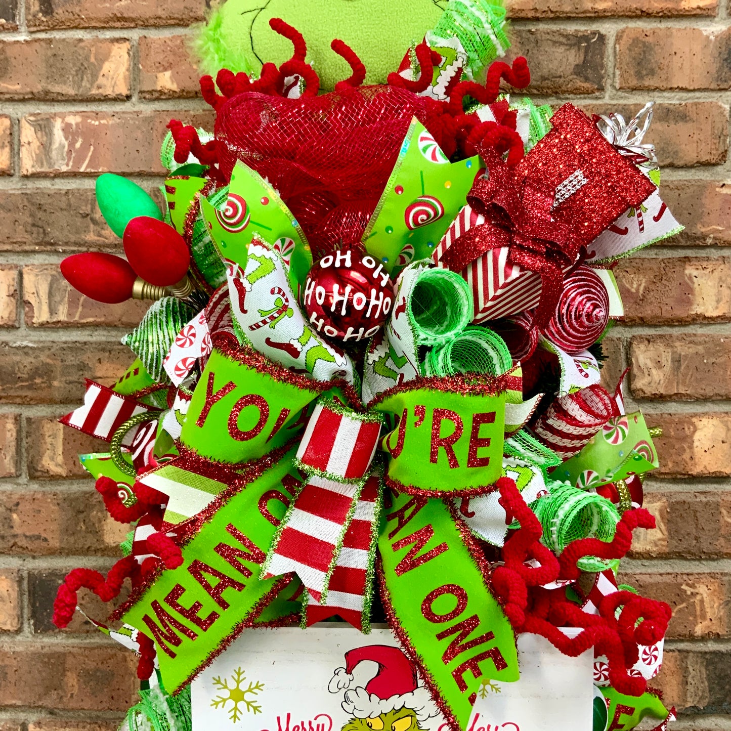 Grinch Swag, Large Grinch Door Hanger, Christmas Grinch Wreath, Custom Order
