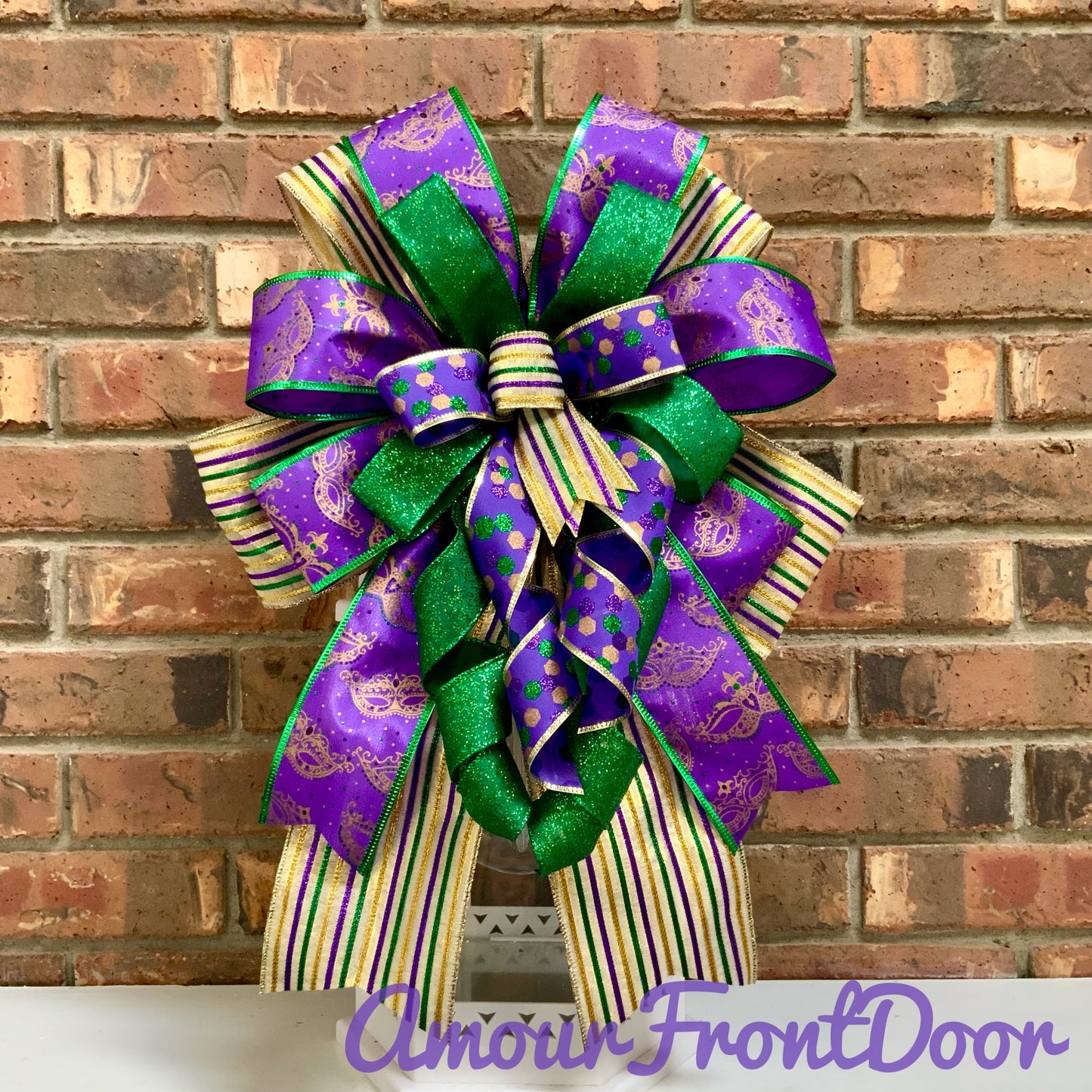 Mardi Gras Bow, Mardi Gras Decor, Mardi Gras Lantern Bow, Mardi Gras Mailbox Bow, Mardi Gras Wreath Bow, Mardi Gras Sconce Bow, 2025