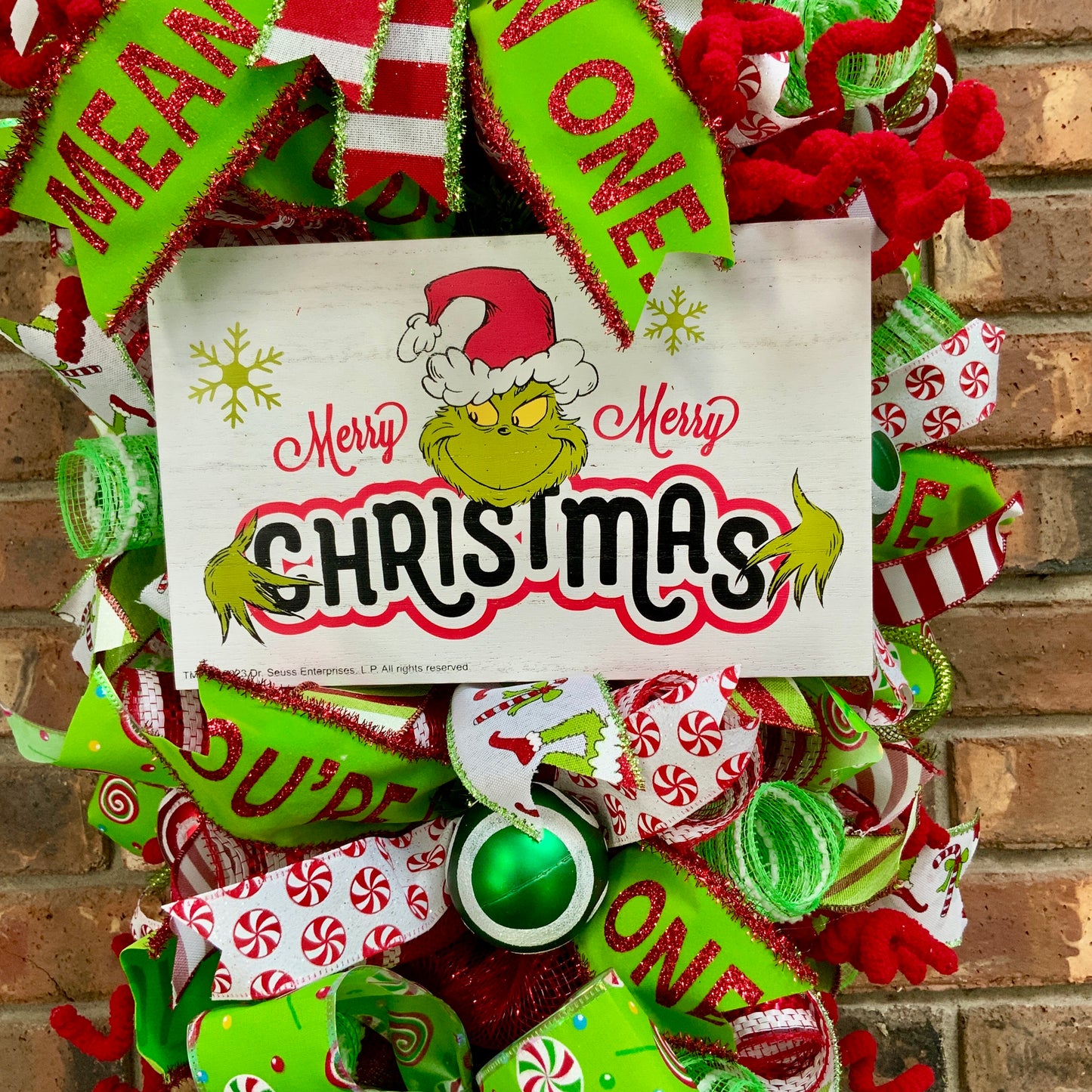 Grinch Swag, Large Grinch Door Hanger, Christmas Grinch Wreath, Custom Order