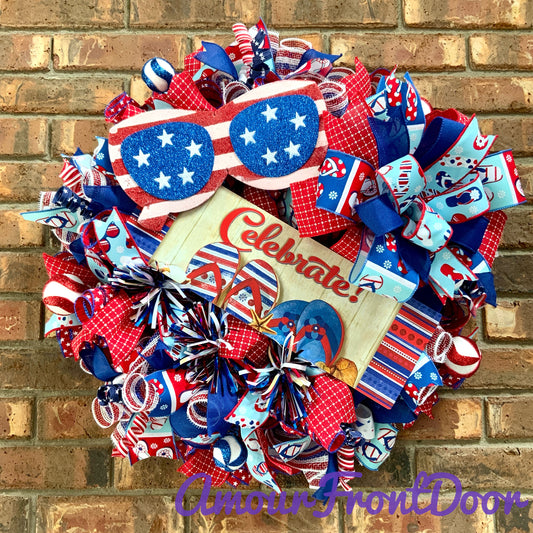 Patriotic Wreath For Front Door, Fourth Of July Wreath, American Wreath, Patriotic Decor, Memorial Day Wreath