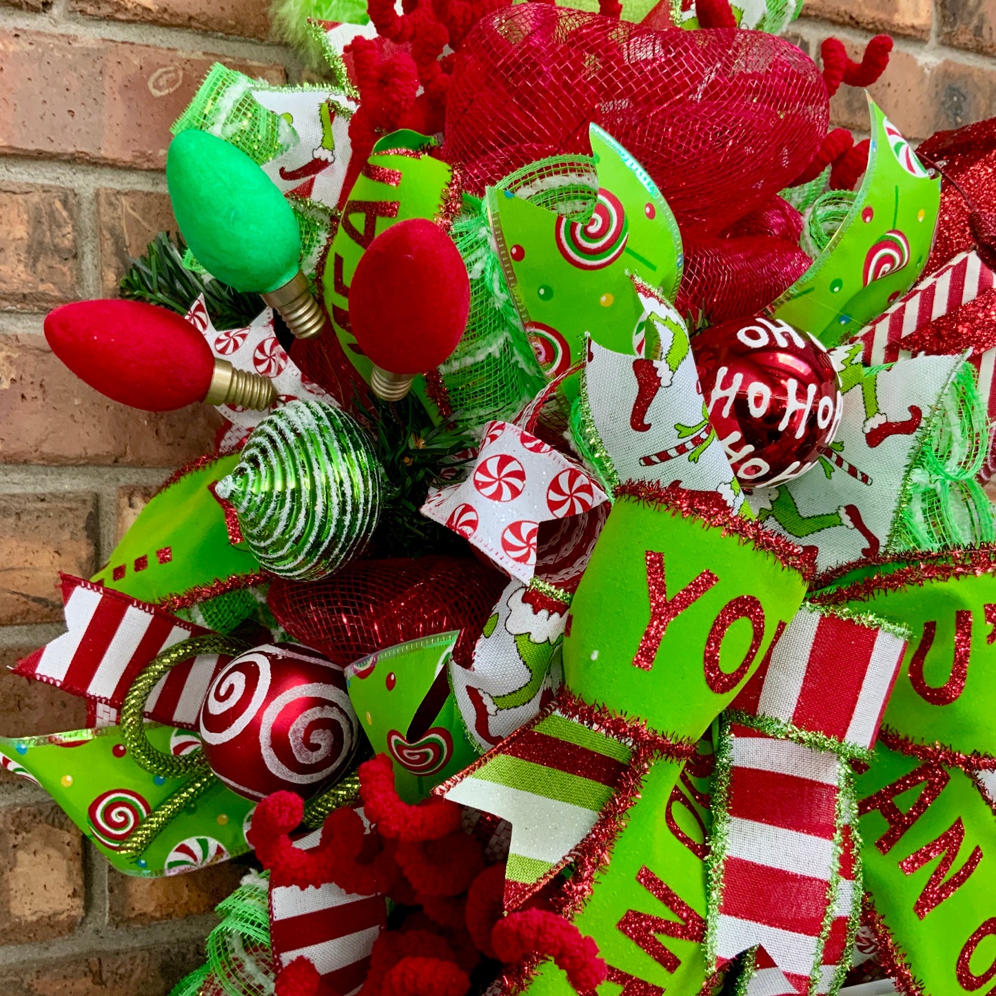 Grinch Swag, Large Grinch Door Hanger, Christmas Grinch Wreath, Custom Order