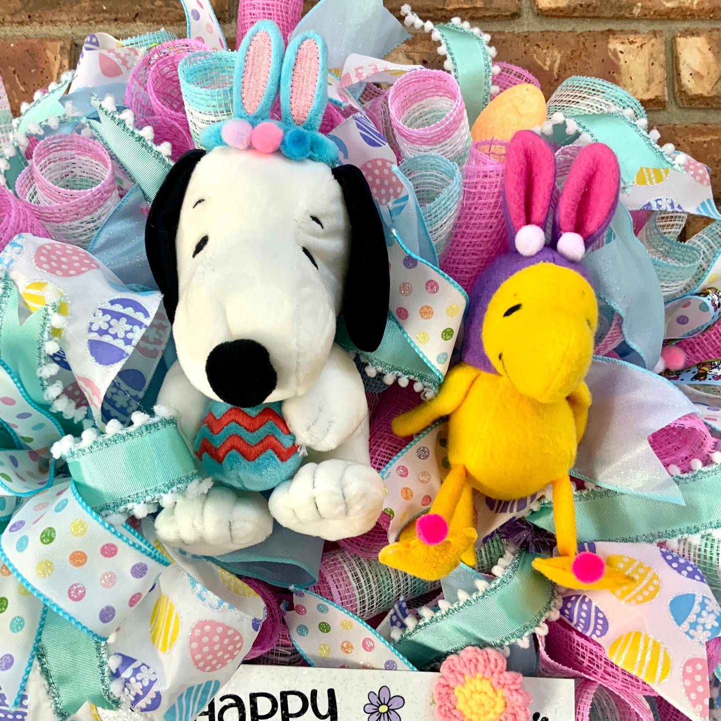 Snoopy Easter Wreath, Easter Door Hanger, Snoopy Easter Decor, Snoopy Wreath, Snoopy and Woodstock Wreath, Custom Order