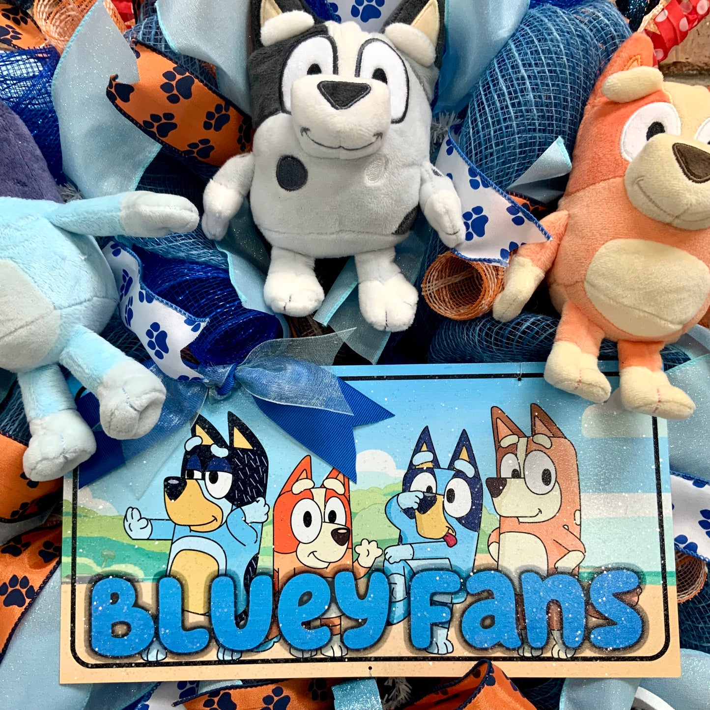 Bluey Wreath, Bluey and Bingo Wreath, Bluey and Muffin Wreath, Bluey Decor, Muffin Decor, Dog Wreath, Dog Decor