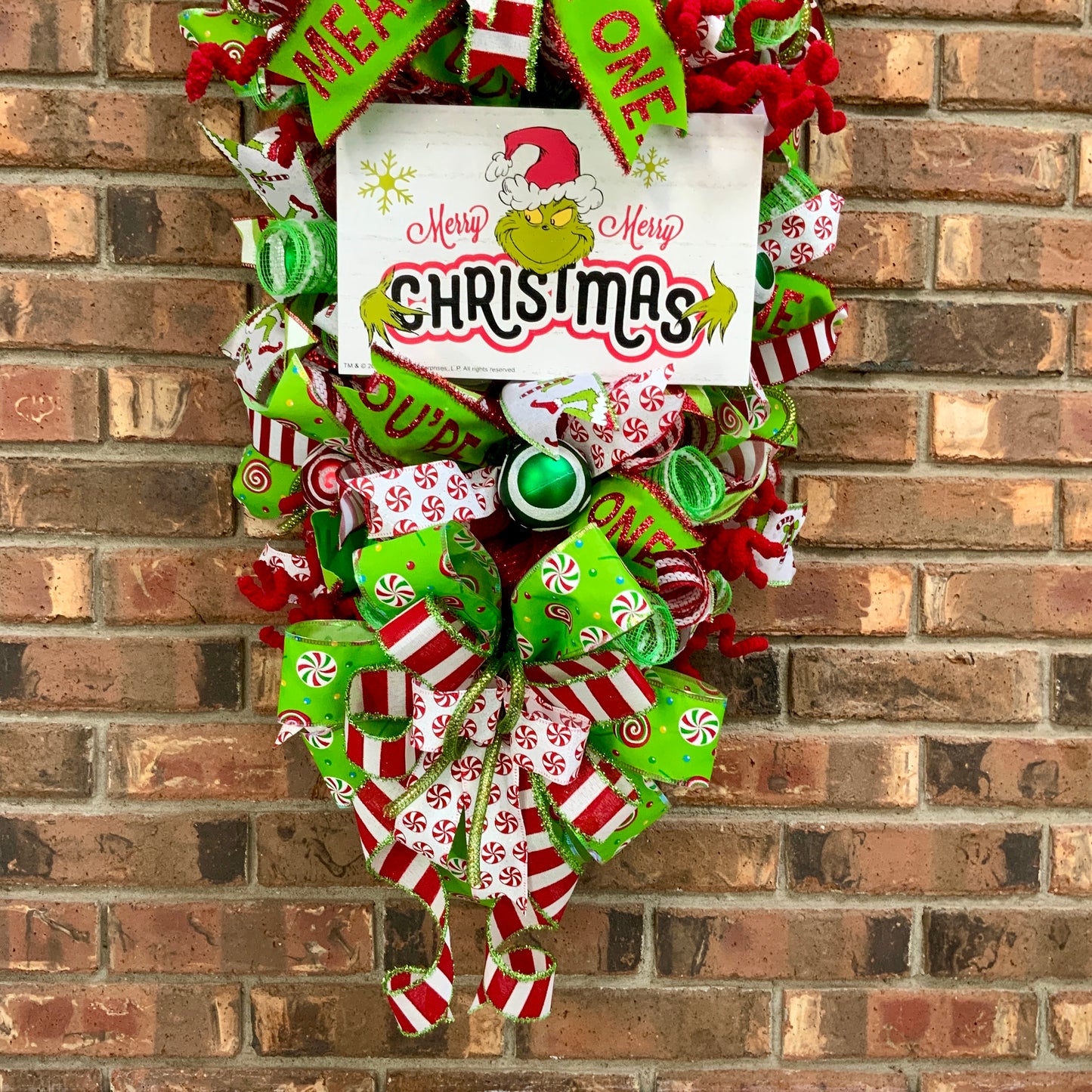 Grinch Swag, Large Grinch Door Hanger, Christmas Grinch Wreath, Custom Order