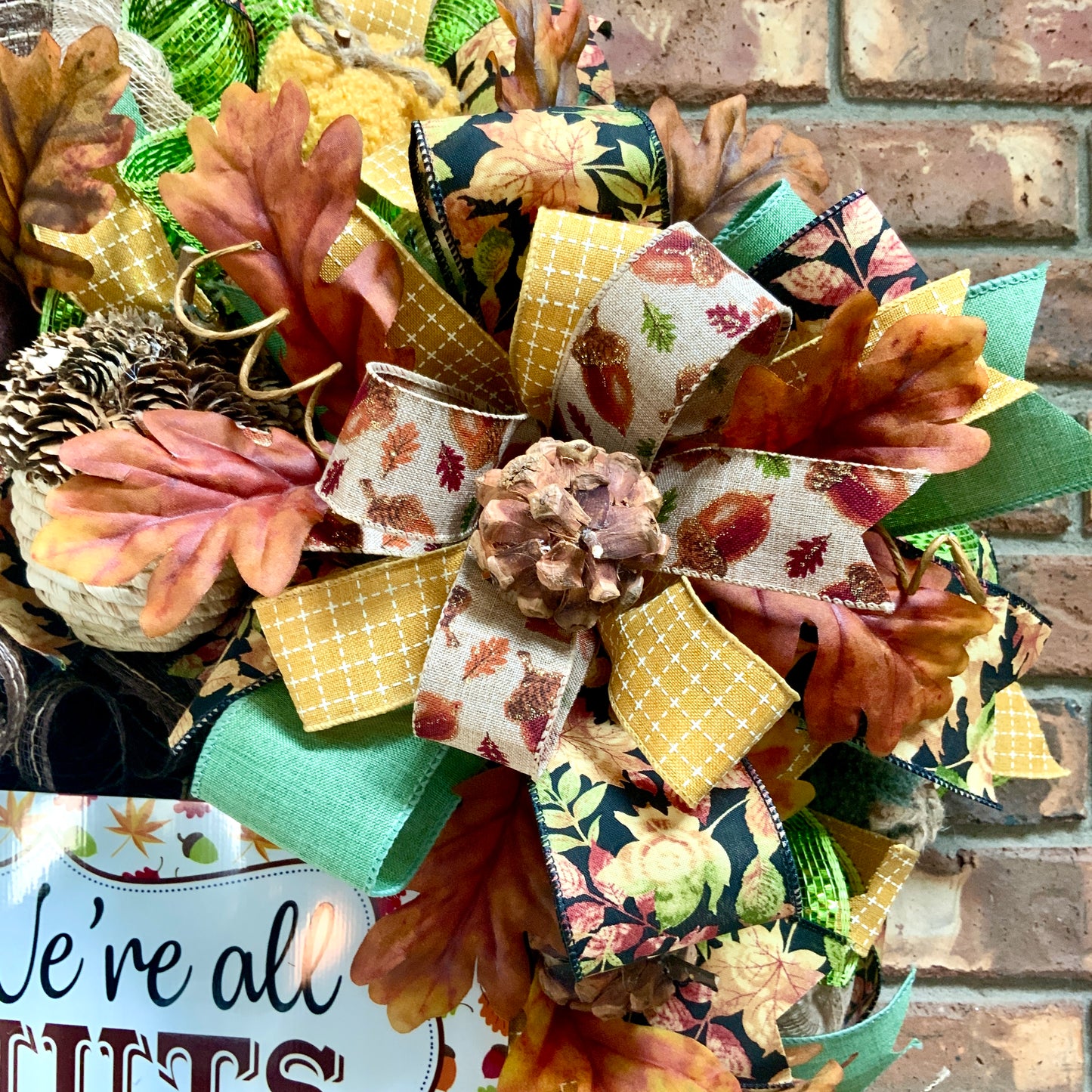 Fall Wreath, Autumn Door Hanger, Fall Rustic Decor, Fall Squirrel Decor, Acorn Decor, Fall Door Hanger