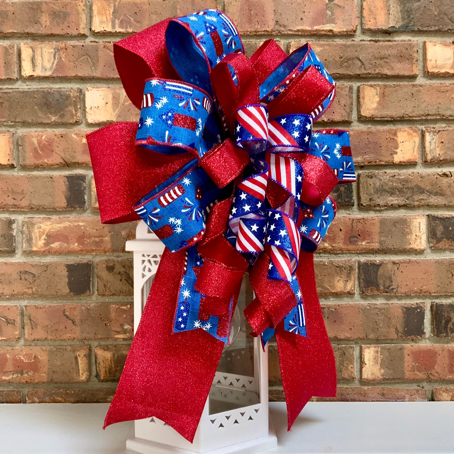 Patriotic Bow, American Bow, USA Bow, Fourth of July Sconce Bow, Independence Day Mailbox Bow, Patriotic Lantern Bow, Memorial Day Decor, Veterans Day Decor, 2024