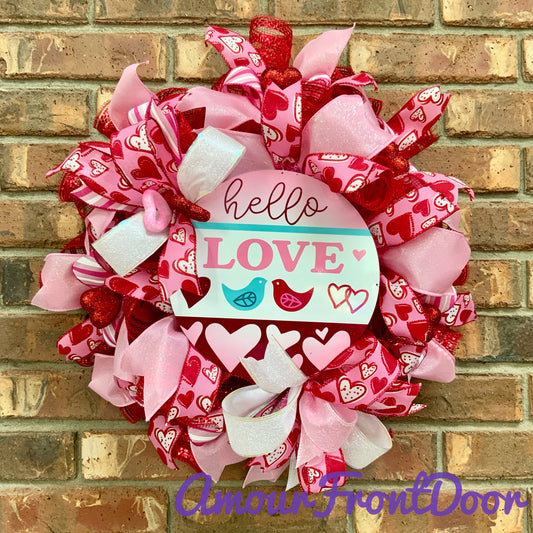 Valentines Day Wreath, Valentines Day Door Hanger, Valentine Love Wreath, Valentine Day Heart Wreath, Heart Wreath