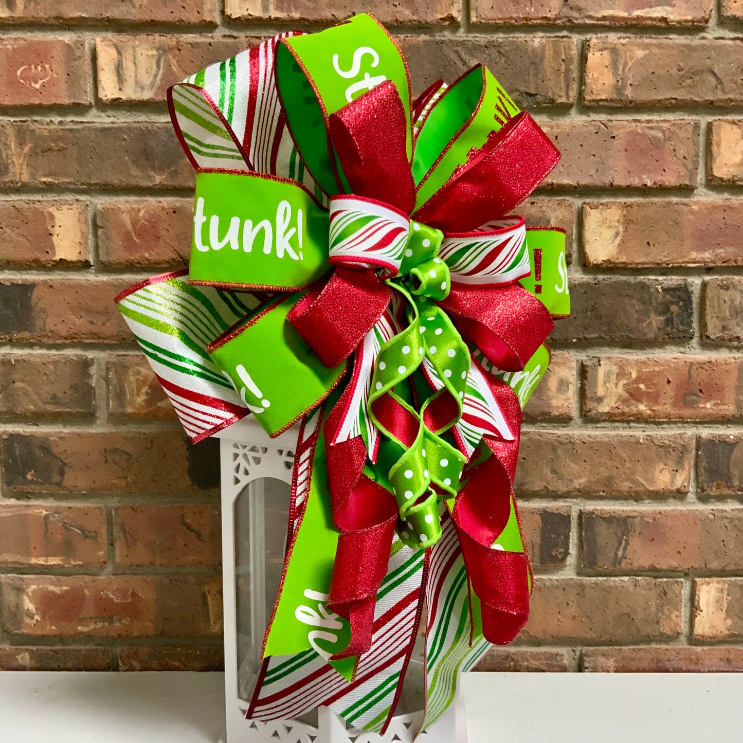 Christmas Bow for Lanterns, Grinch Bow, Christmas Mailbox Decor, Grinch Decor, Christmas Sconce Bow, Christmas Bow For Wreaths, 2025