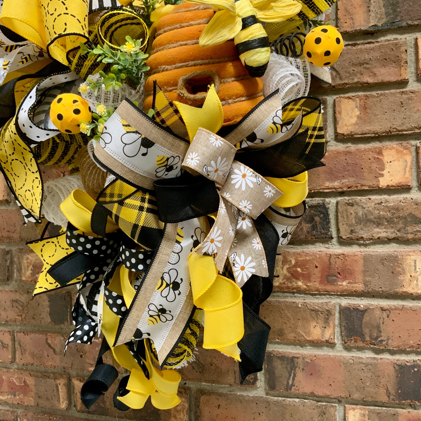 Bee Wreath, Bee Blessed Swag, Large Bee Door Hanger, Bee Hive Decor, Custom Order