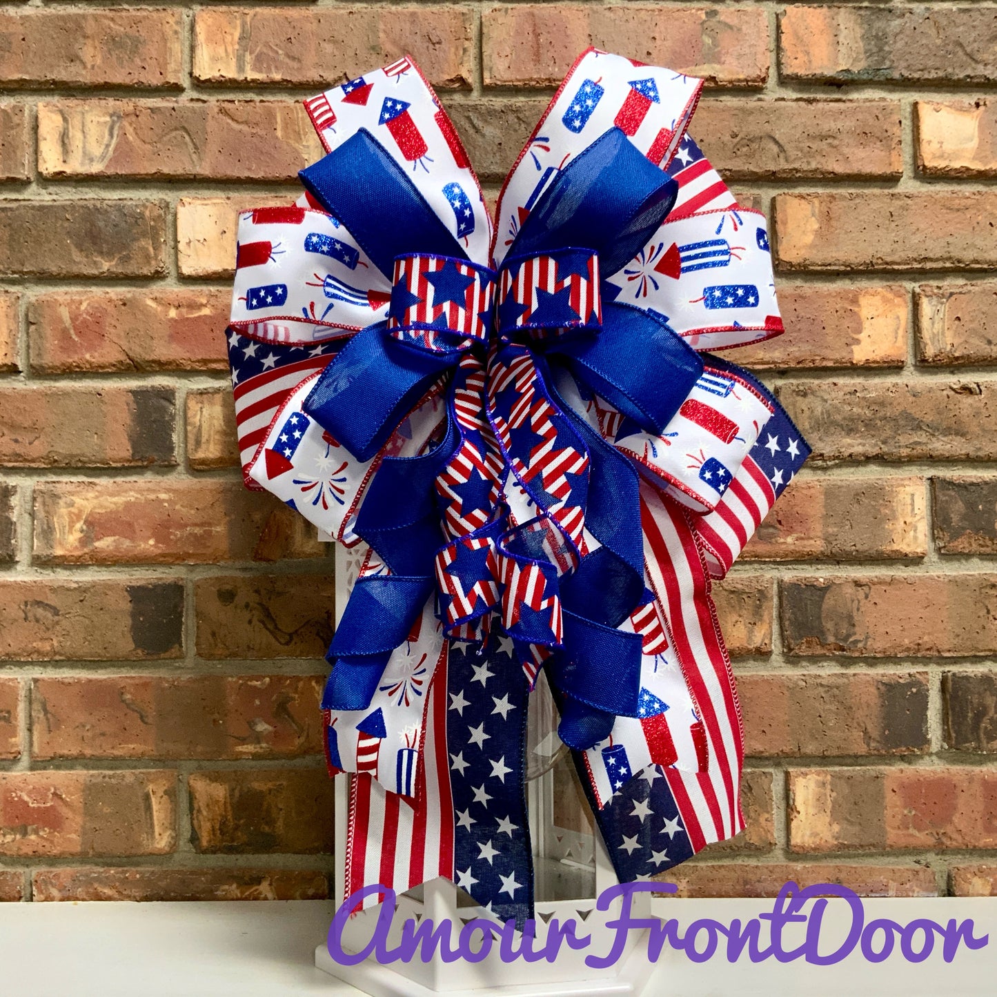 Patriotic Bow, American Bow, USA Bow, Fourth of July Sconce Bow, Independence Day Mailbox Bow, Patriotic Lantern Bow, Memorial Day Decor, Veterans Day Decor, 2024