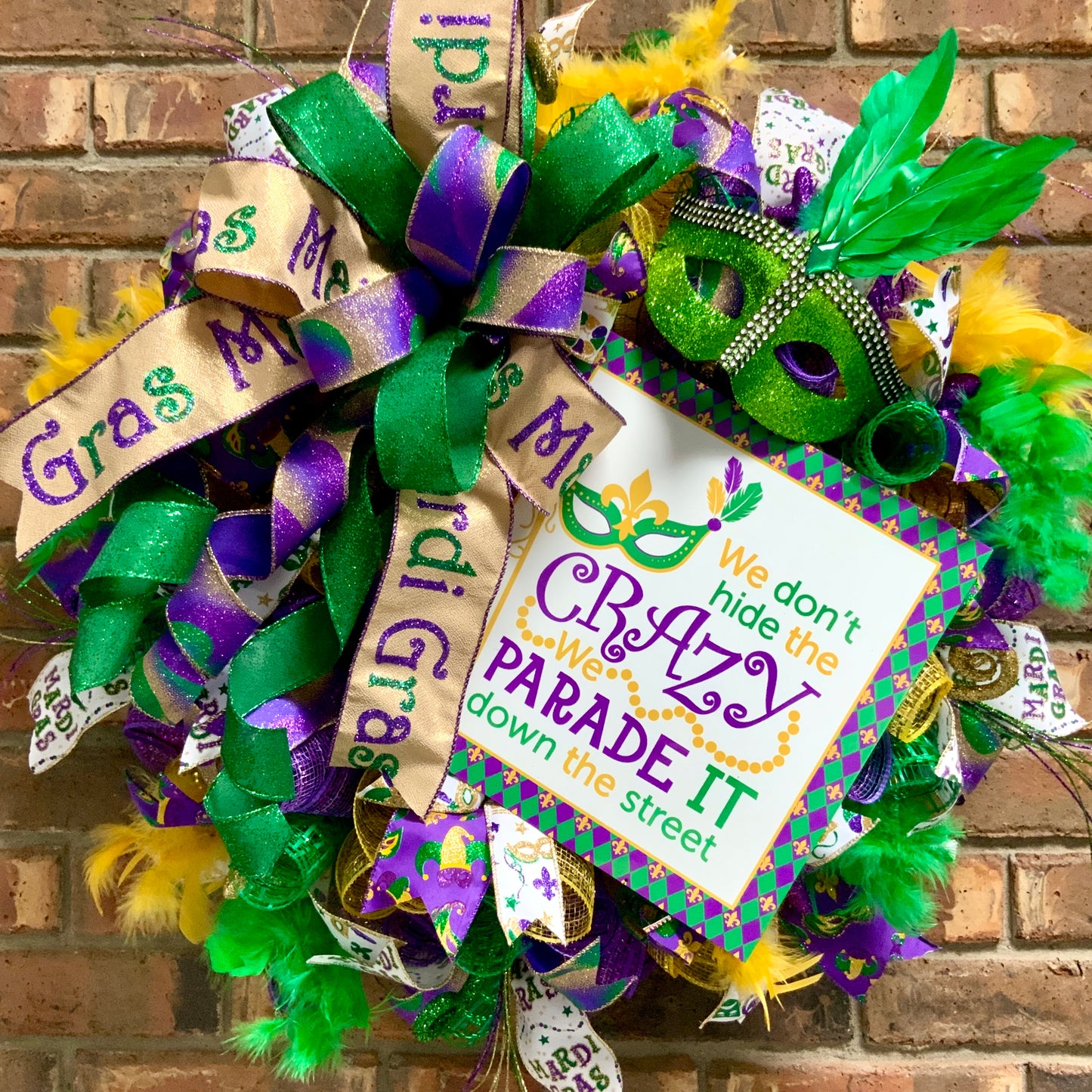 Mardi Gras Wreath, Mardi Gras Door Hanger, Mardi Gras Decor, New Orleans Decor, Mardi Gras Door Decoration