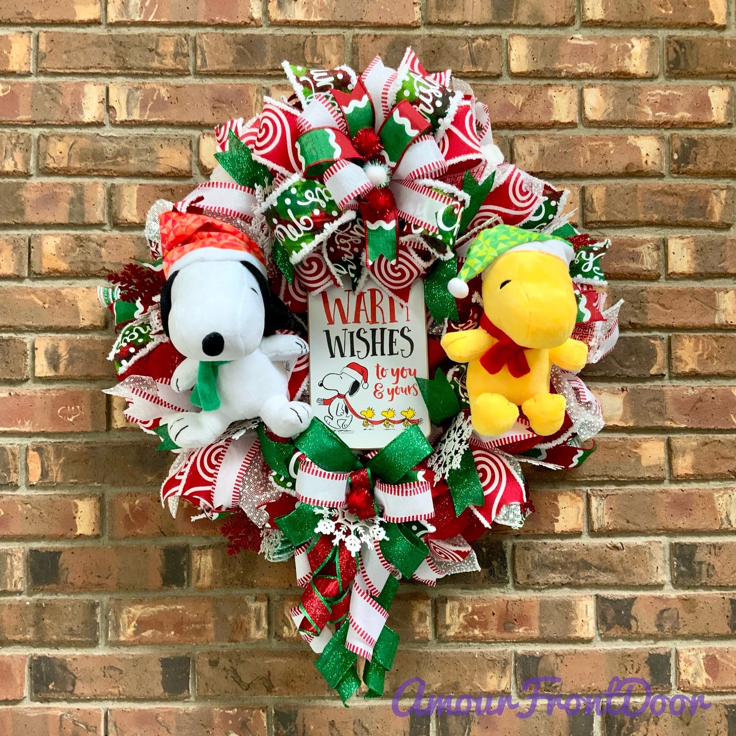 Christmas Snoopy Wreath, Christmas Snoopy Decor, Large Happy Holidays Wreath, Christmas Peanuts Decor, Snoopy and Woodstock Decor, Snoopy Merry Christmas Wreath, 2025