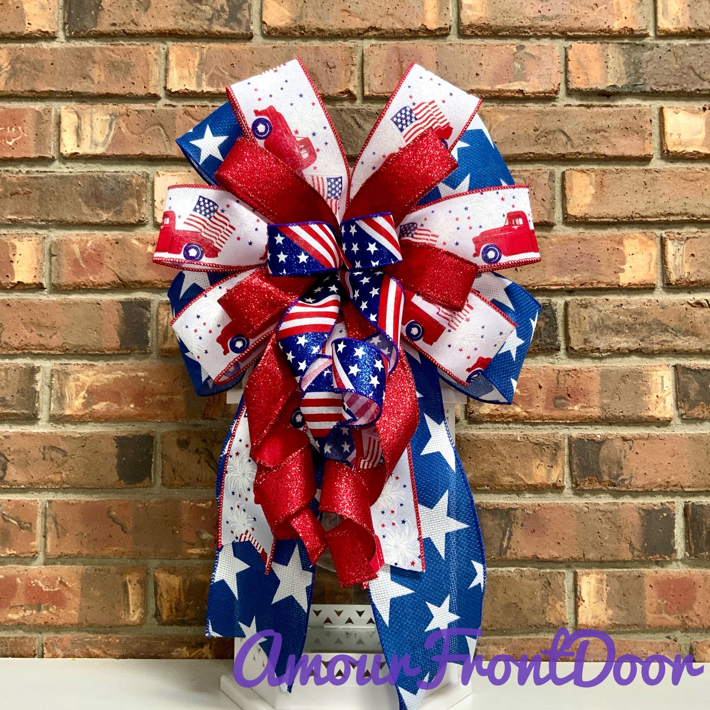 Patriotic Bow, American Bow, USA Bow, Fourth of July Sconce Bow, Independence Day Mailbox Bow, Patriotic Lantern Bow, Memorial Day Decor, Veterans Day Decor, 2024
