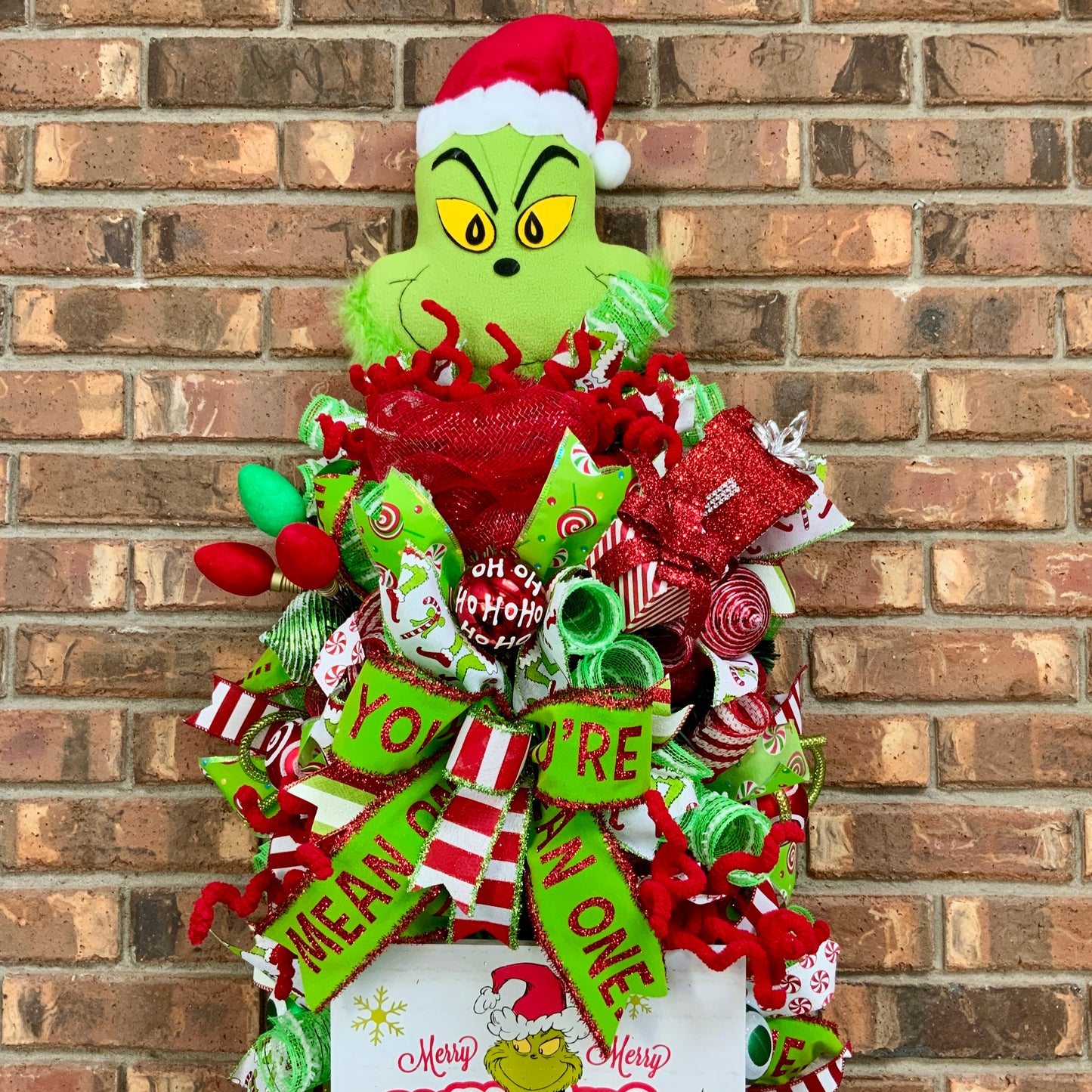 Grinch Swag, Large Grinch Door Hanger, Christmas Grinch Wreath, Custom Order