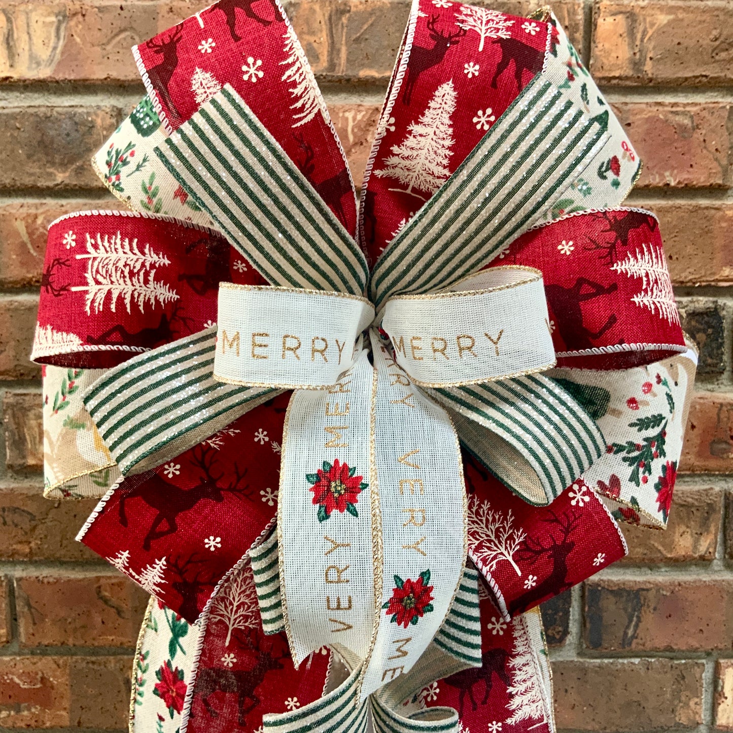 Christmas Lantern Bow, Christmas Bow For Wreaths, Christmas Mailbox Decor, Holiday Bow, Holiday Decor