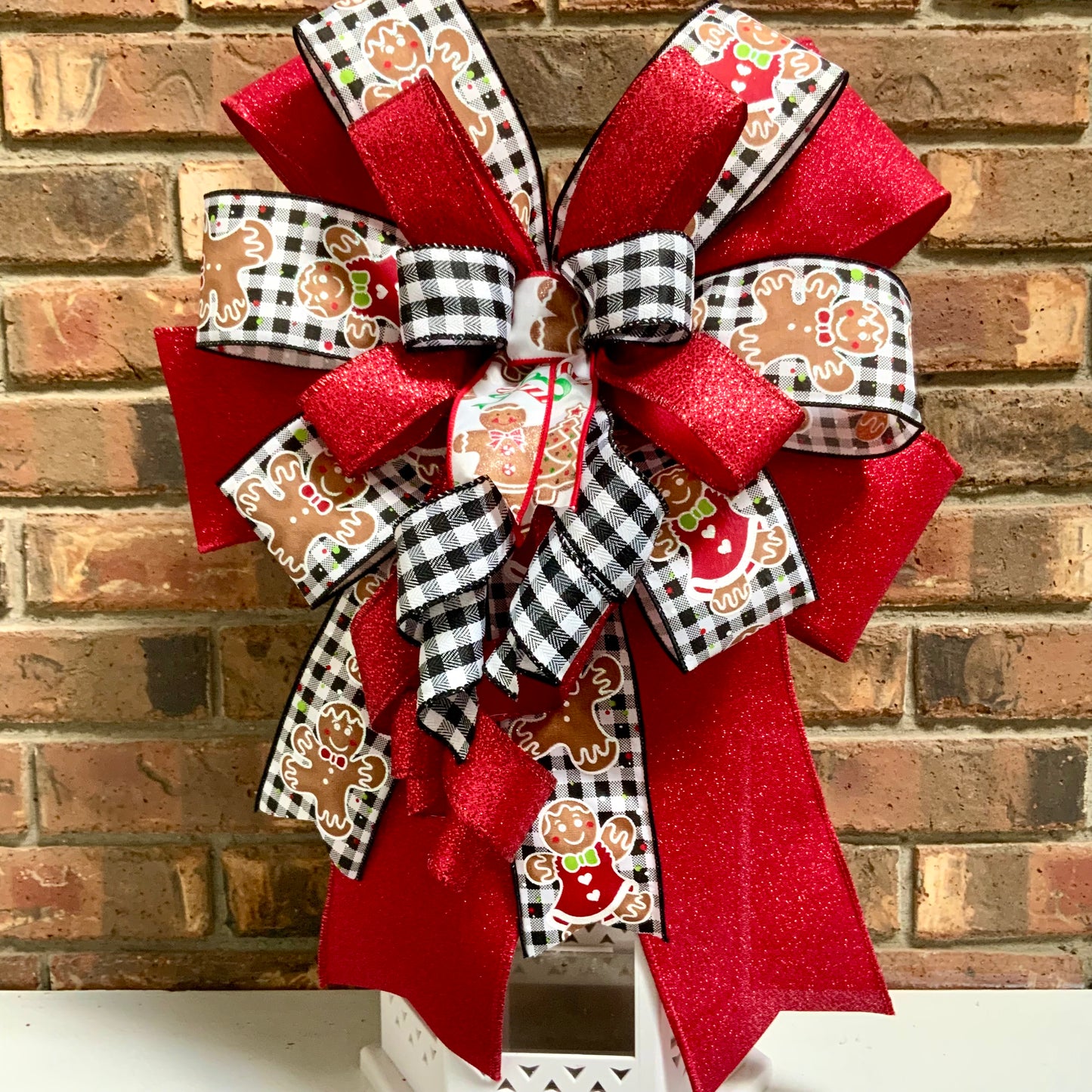 Christmas Bow for Lanterns, Gingerbread Bow, Christmas Mailbox Decor, Gingerbread Decor, Christmas Sconce Bow, Christmas Bow For Wreaths, 2024