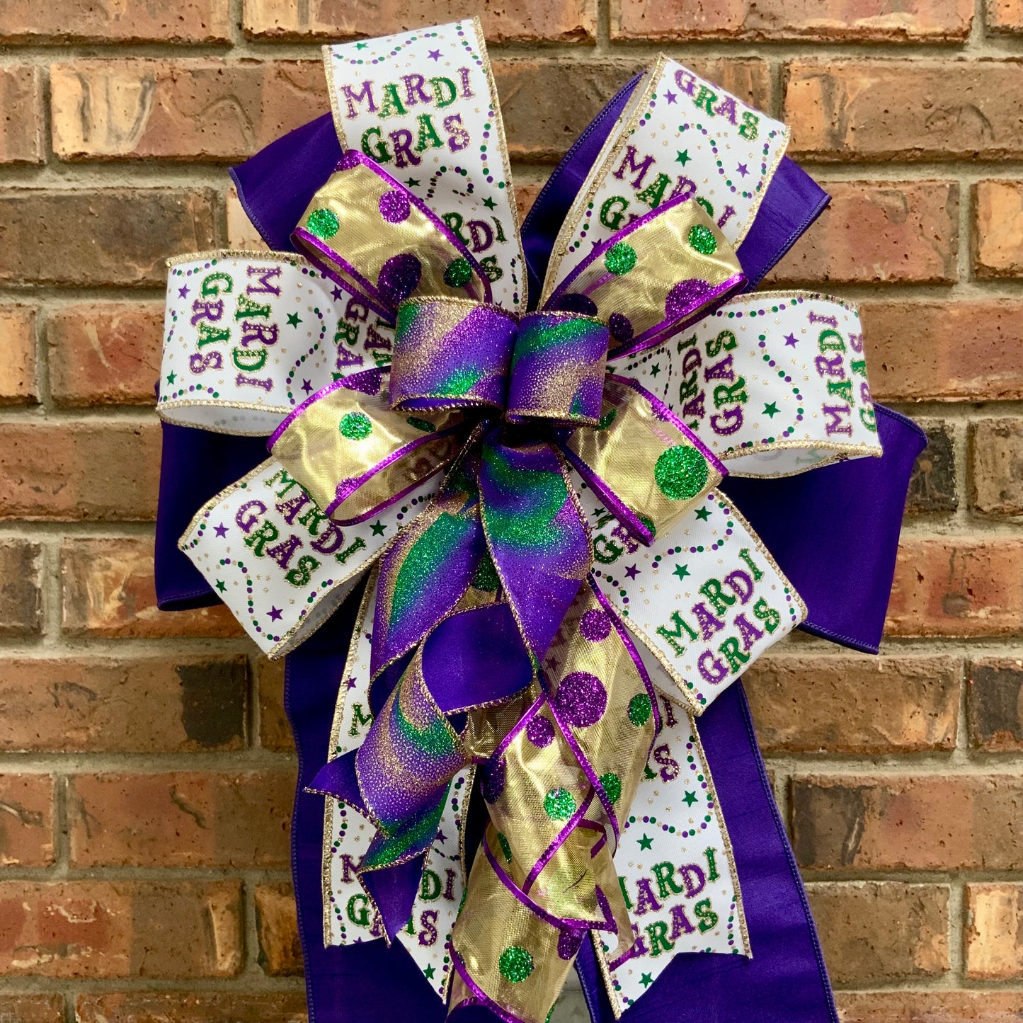 Mardi Gras Bow, Mardi Gras Decor, Mardi Gras Lantern Bow, Mardi Gras Mailbox Bow, Mardi Gras Wreath Bow, Mardi Gras Sconce Bow, 2025