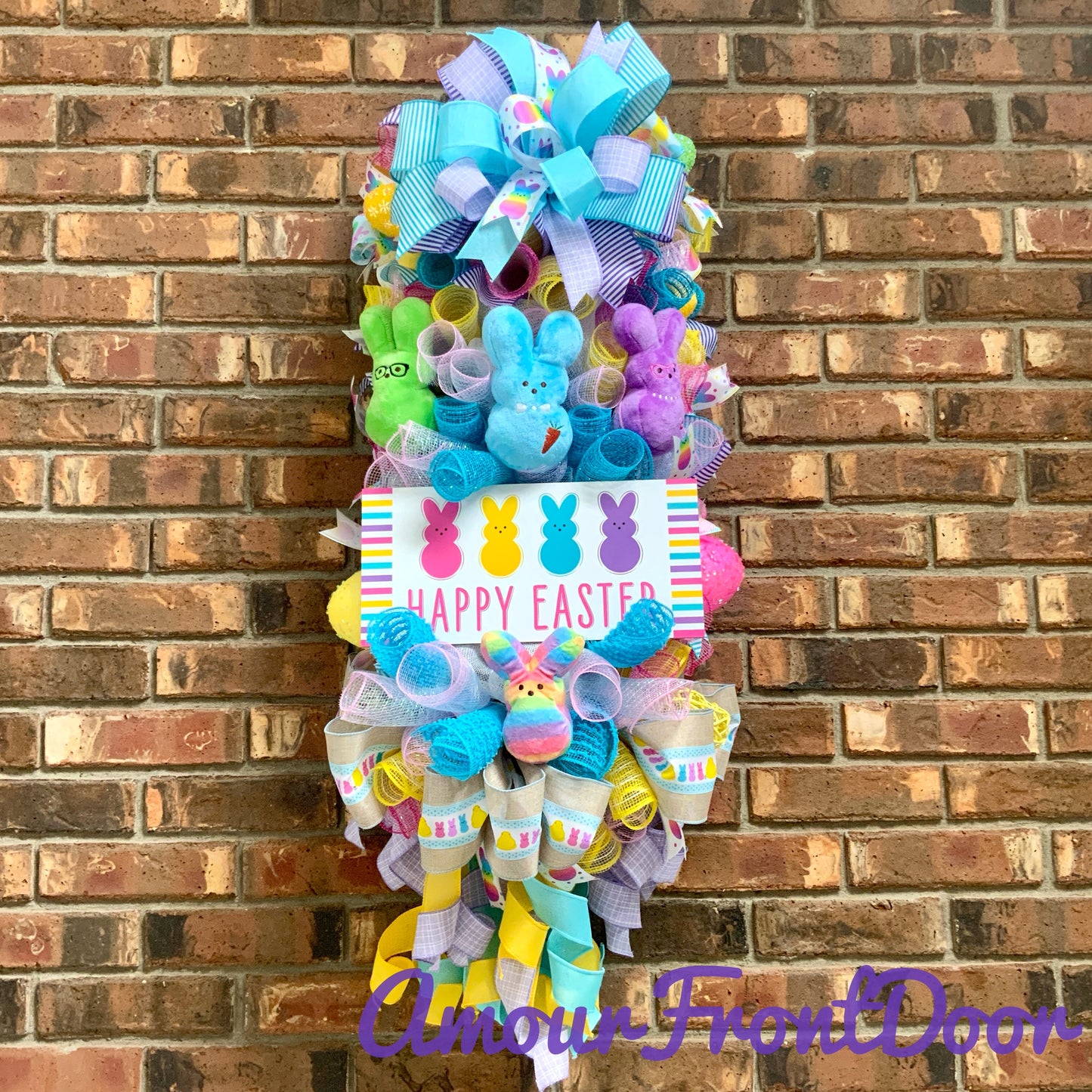 Easter Peeps Wreath, Easter Peeps Door Hanger, Easter Swag, Large Easter Wreath, Easter Bunny Swag, Easter Rabbit Wreath For Front Door