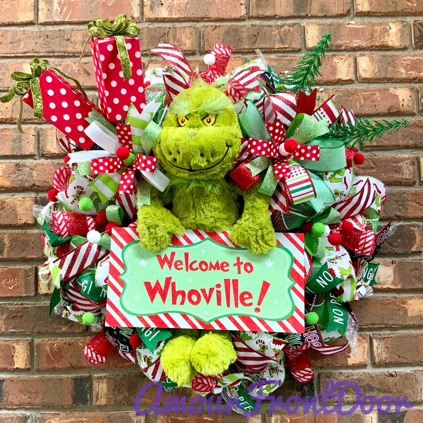 Christmas Grinch Wreath, Christmas Grinch Door Hanger, Whoville Decor, Christmas Wreath, Grinch Door Hanger, 2024