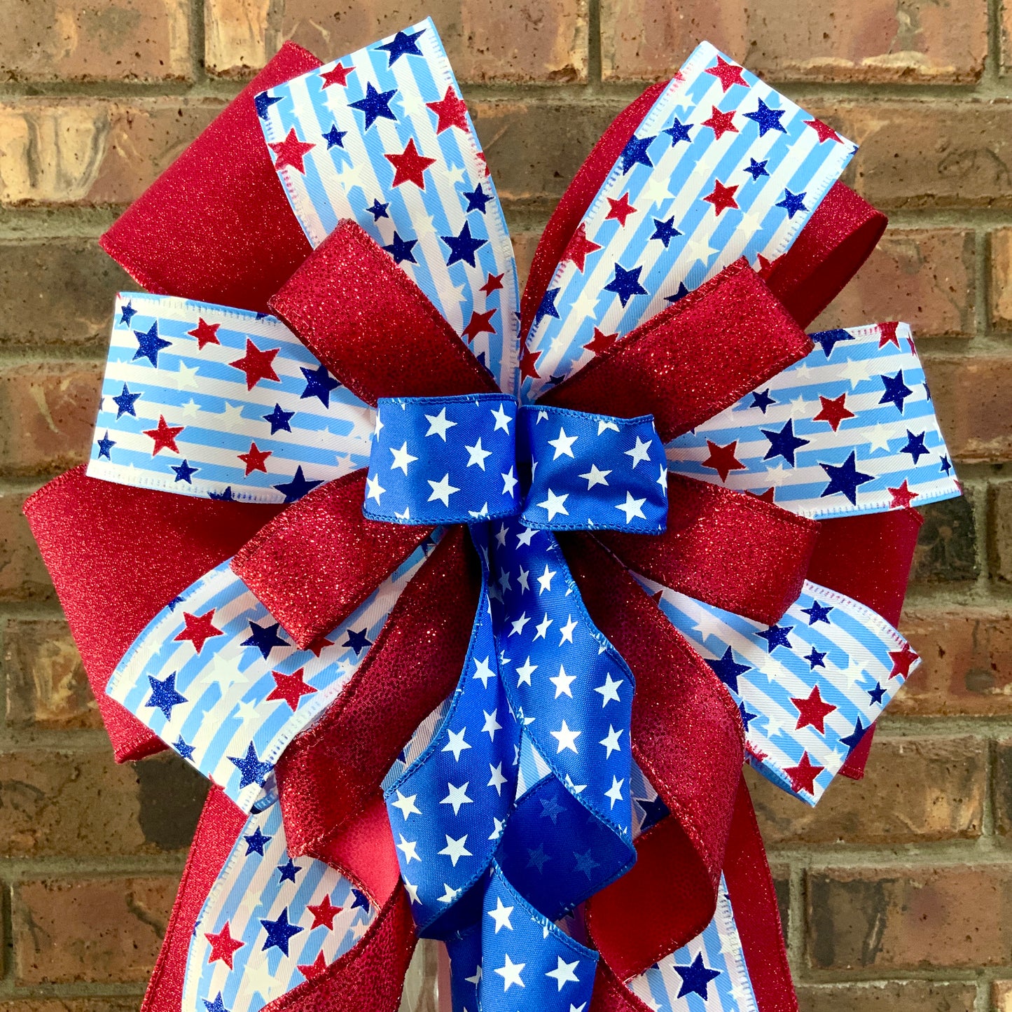 Patriotic Bow, American Bow, USA Bow, Fourth of July Sconce Bow, Independence Day Mailbox Bow, Patriotic Lantern Bow, Memorial Day Decor, Veterans Day Decor, 2024