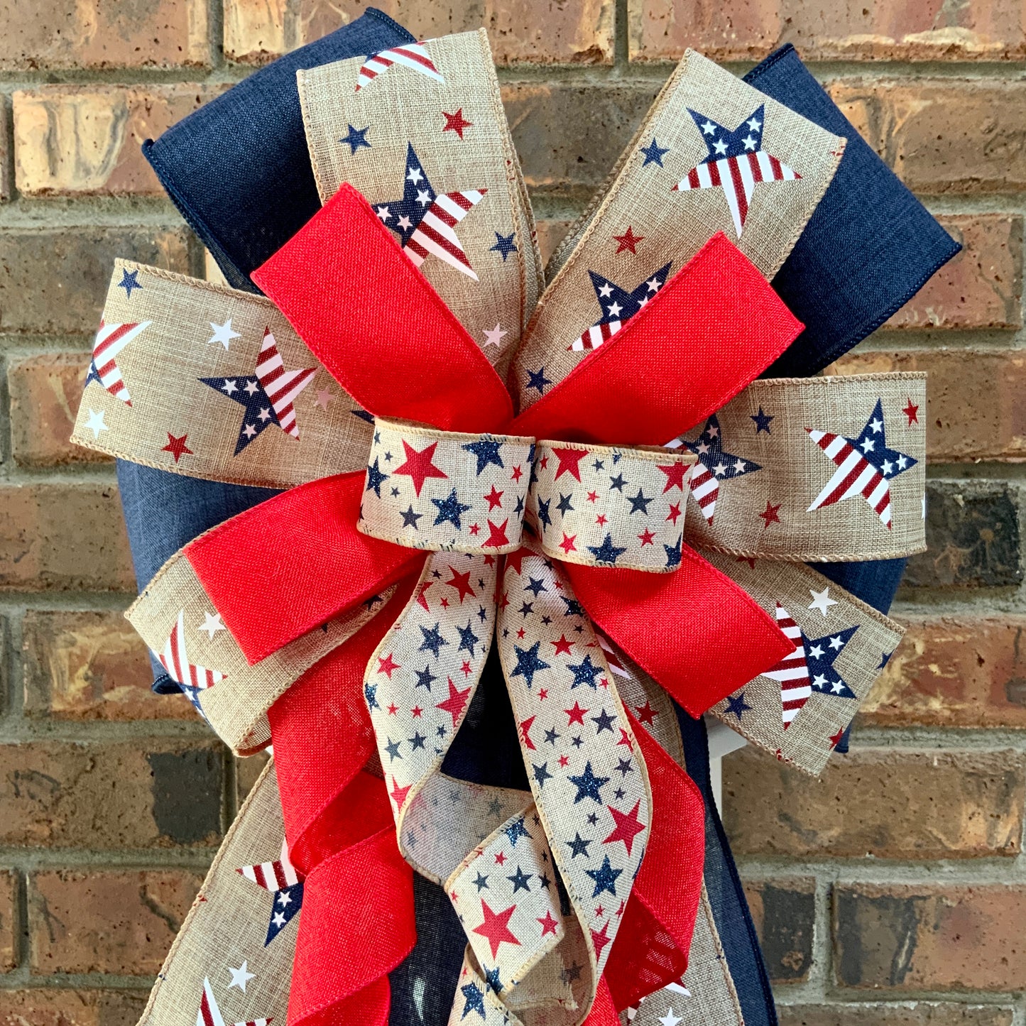 Patriotic Bow, American Bow, USA Bow, Fourth of July Sconce Bow, Independence Day Mailbox Bow, Patriotic Lantern Bow, Memorial Day Decor, Veterans Day Decor, 2024