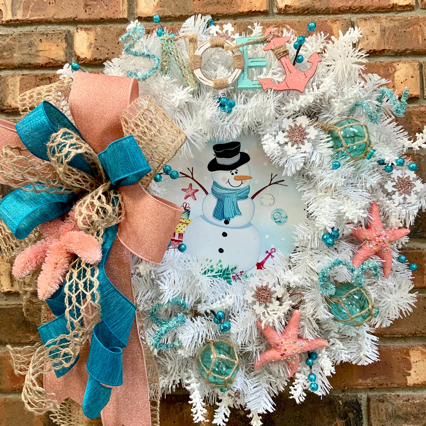 Winter Beach Wreath, Coastal Winter Wreath, Noel Winter Wreath, Noel Christmas Wreath, White Christmas Door Hanger For Front Door