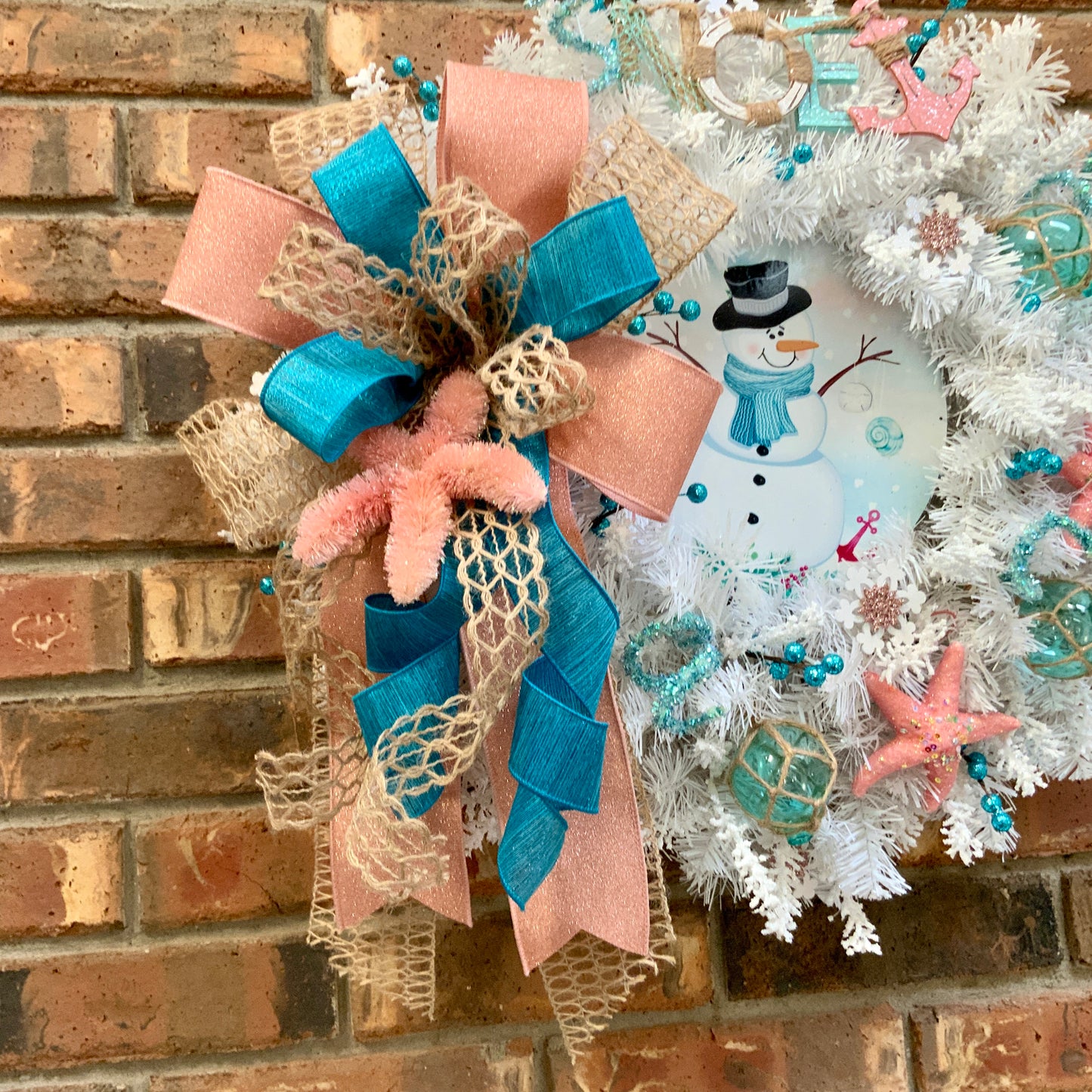 Winter Beach Wreath, Coastal Winter Wreath, Noel Winter Wreath, Noel Christmas Wreath, White Christmas Door Hanger For Front Door