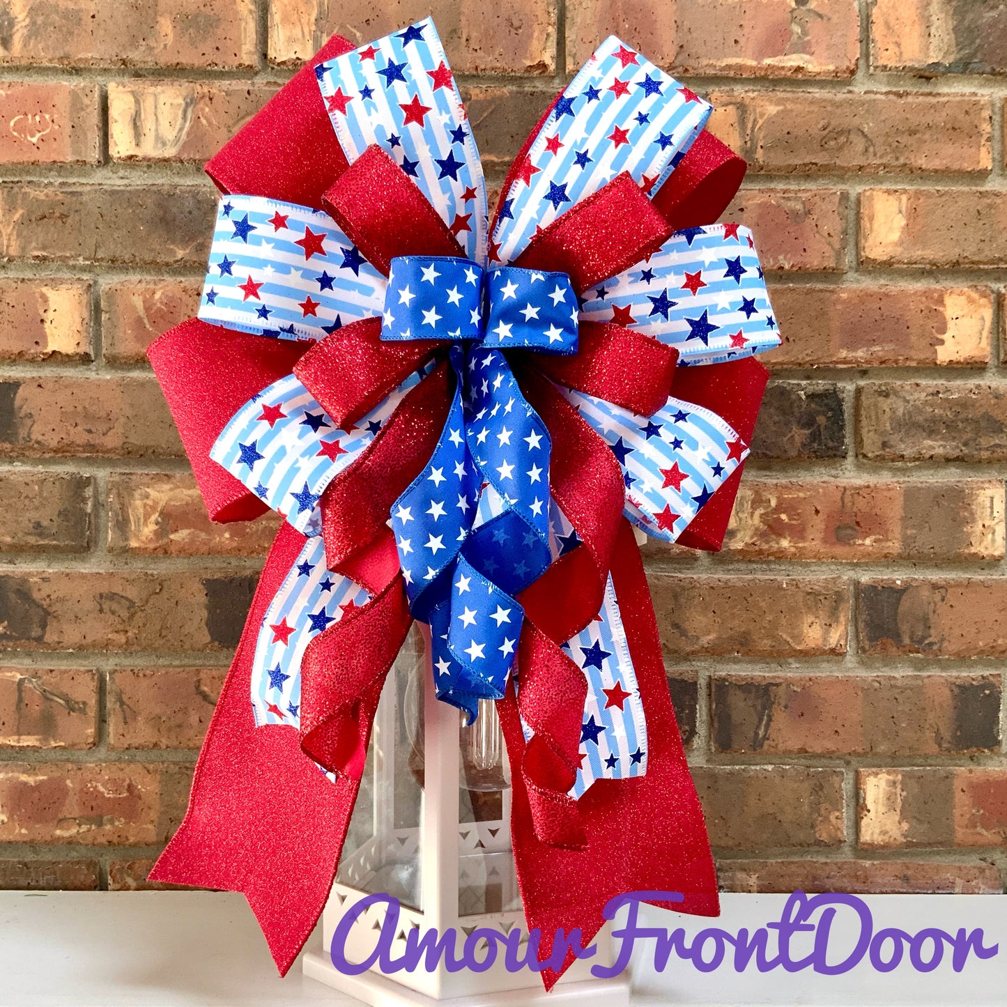 Patriotic Bow, American Bow, USA Bow, Fourth of July Sconce Bow, Independence Day Mailbox Bow, Patriotic Lantern Bow, Memorial Day Decor, Veterans Day Decor, 2024