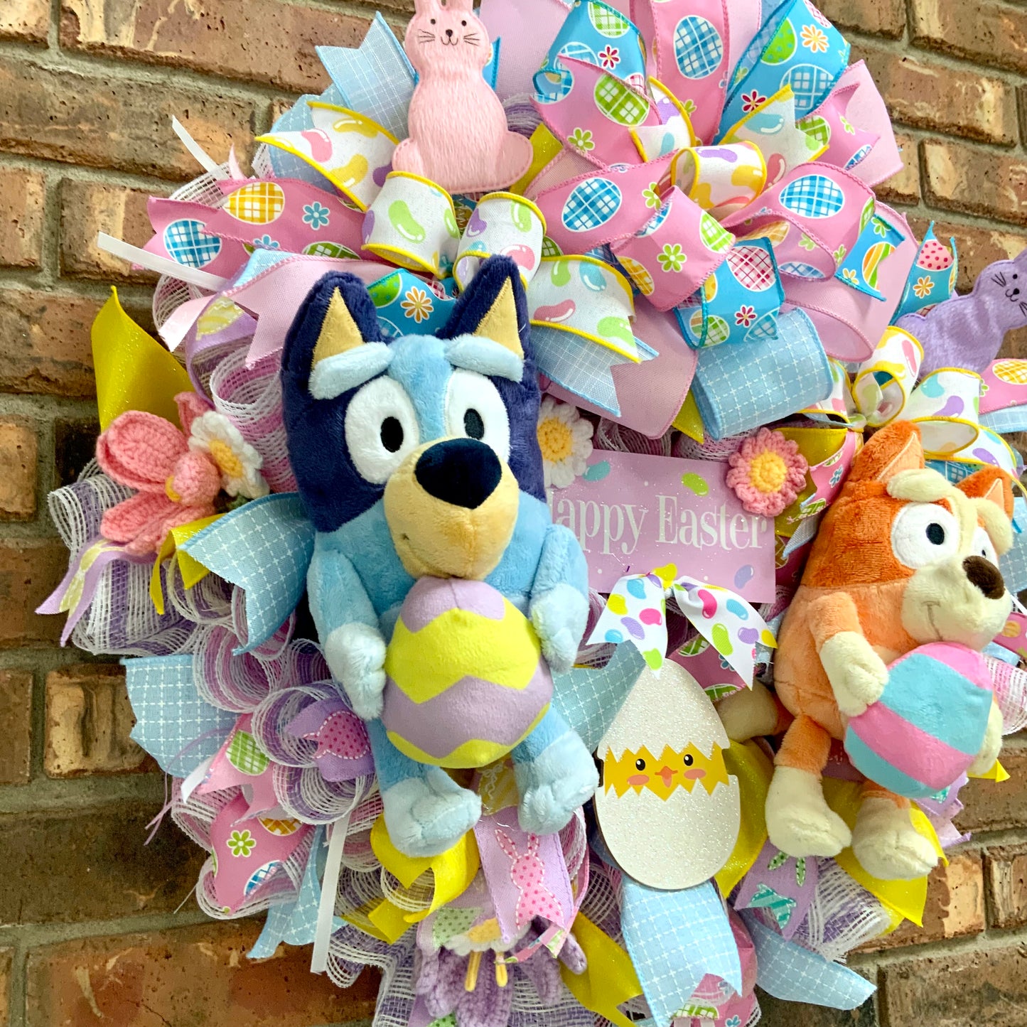 Bluey Easter Wreath, Bluey and Bingo Easter Decor, Bluey and Bingo Door Hanger, Bluey Easter Decor, Bluey Wreath for Front Door, Bluey and Bingo Easter Decor, 2024