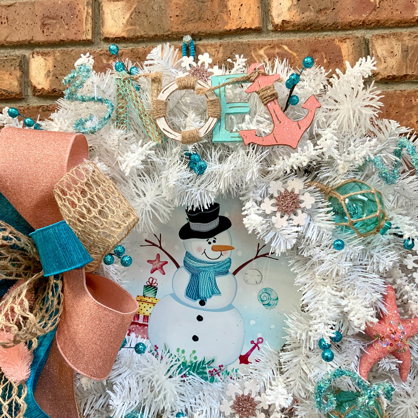 Winter Beach Wreath, Coastal Winter Wreath, Noel Winter Wreath, Noel Christmas Wreath, White Christmas Door Hanger For Front Door