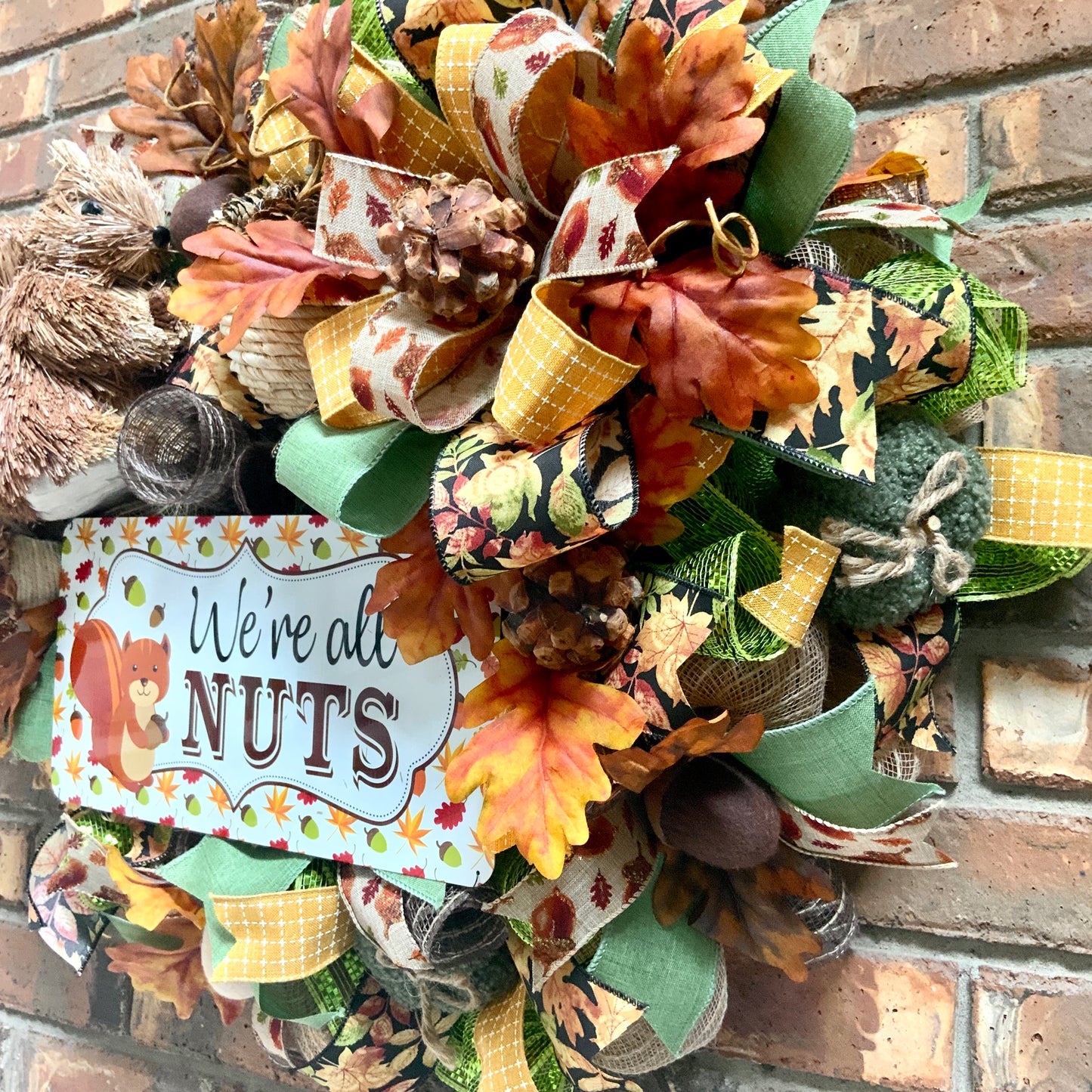 Fall Wreath, Autumn Door Hanger, Fall Rustic Decor, Fall Squirrel Decor, Acorn Decor, Fall Door Hanger