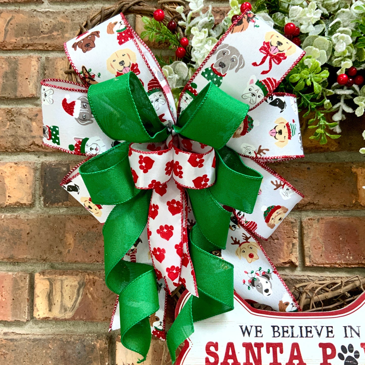 We Believe In Santa Paws Wreath, Christmas Dog Wreath, Holiday Dog Wreath, Christmas Dog Decor, Holiday Dog Decor, Dog Wreath