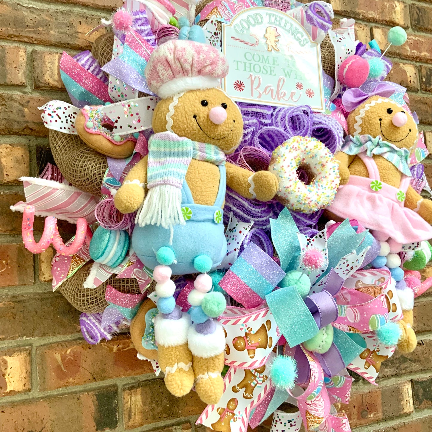 Gingerbread Wreath, Gingerbread Christmas Wreath, Gingerbread Man Wreath, Gingerbread Woman Christmas Decor, Pastel Christmas Wreath For Front Door, 2024