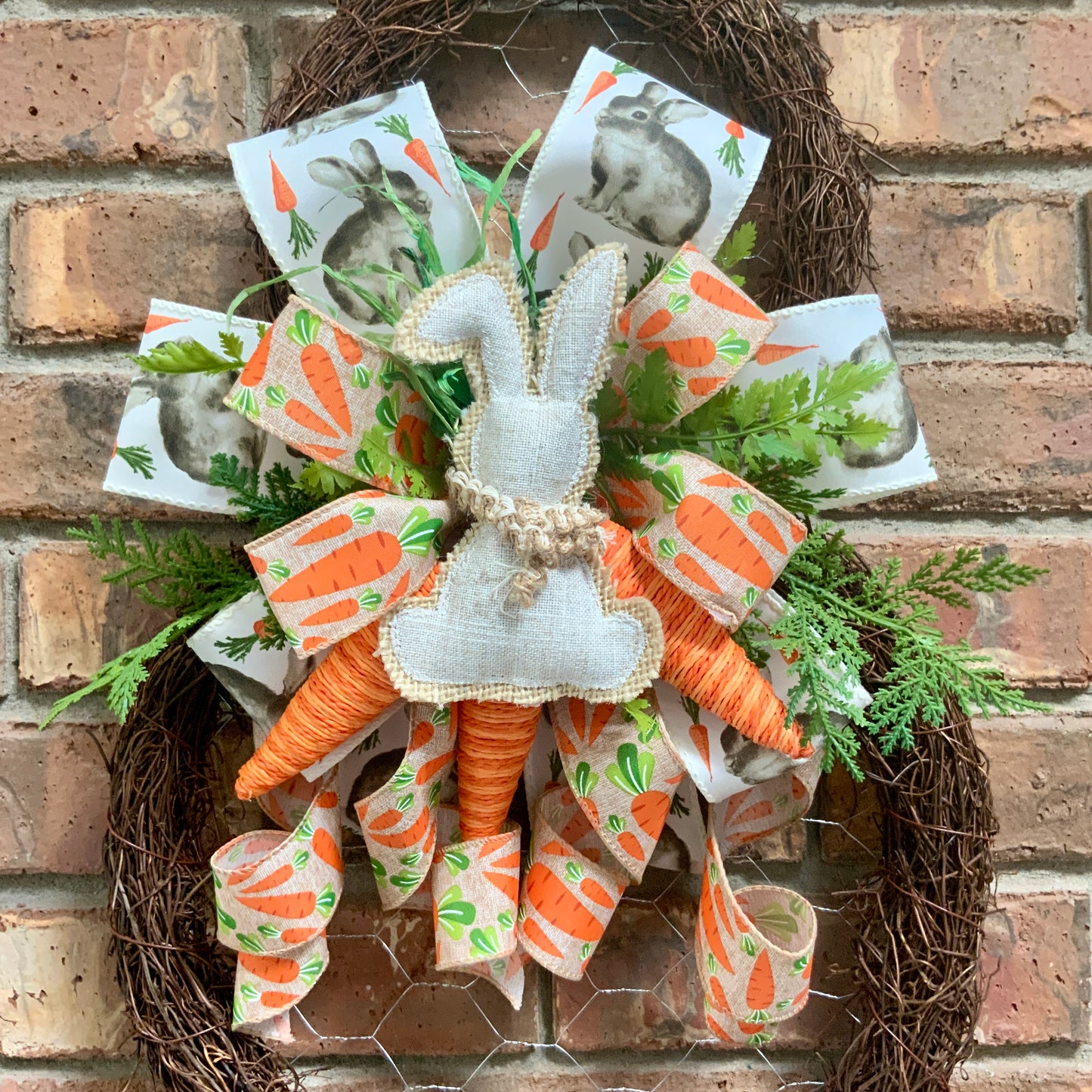 Easter Bunny Angel Vine Wreath, Easter Rabbit Wreath, Easter Grapevine Wreath, Easter Carrot Wreath, Easter Door Hanger For Front Door